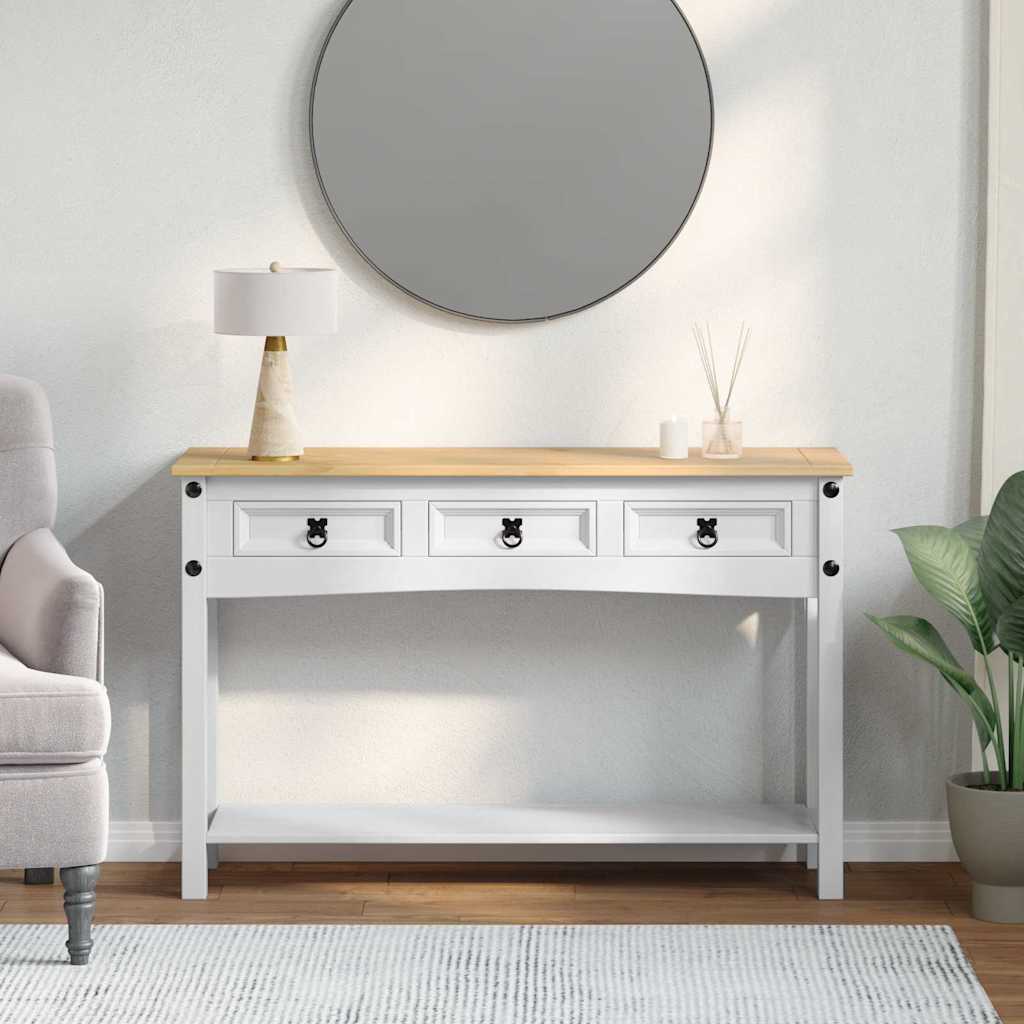 Bijzettafel Corona Wit 114 x 34,5 x 73 cm Massief grenenhout – afbeelding 1