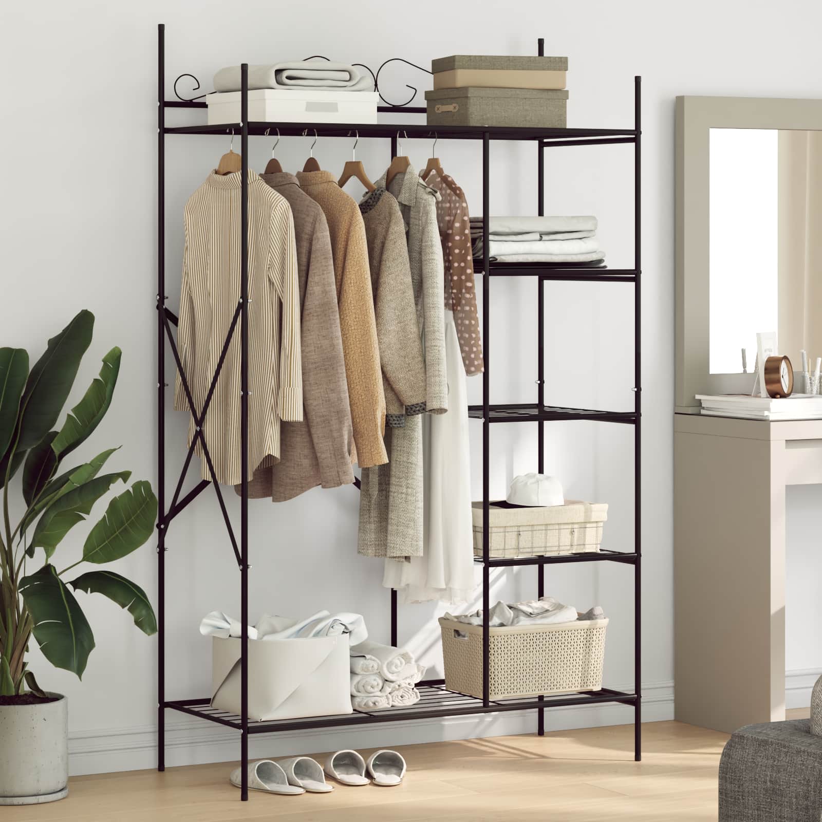 Open Kledingkast met plank Zwart 104,5 x 45 x 172 cm Staal