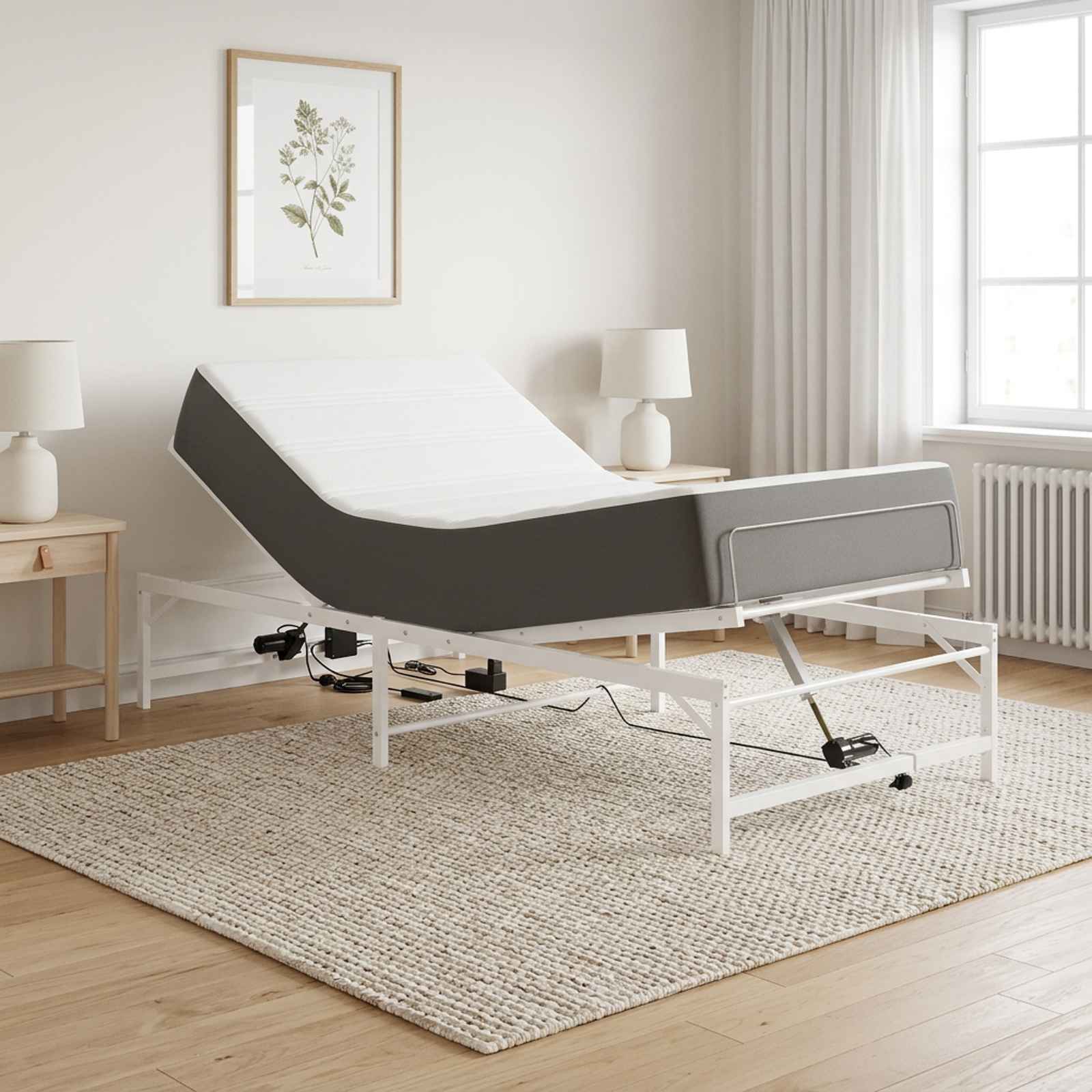 Elektrisch Verstelbaar Bedframe Wit 90 x 200 cm Staal – afbeelding 1