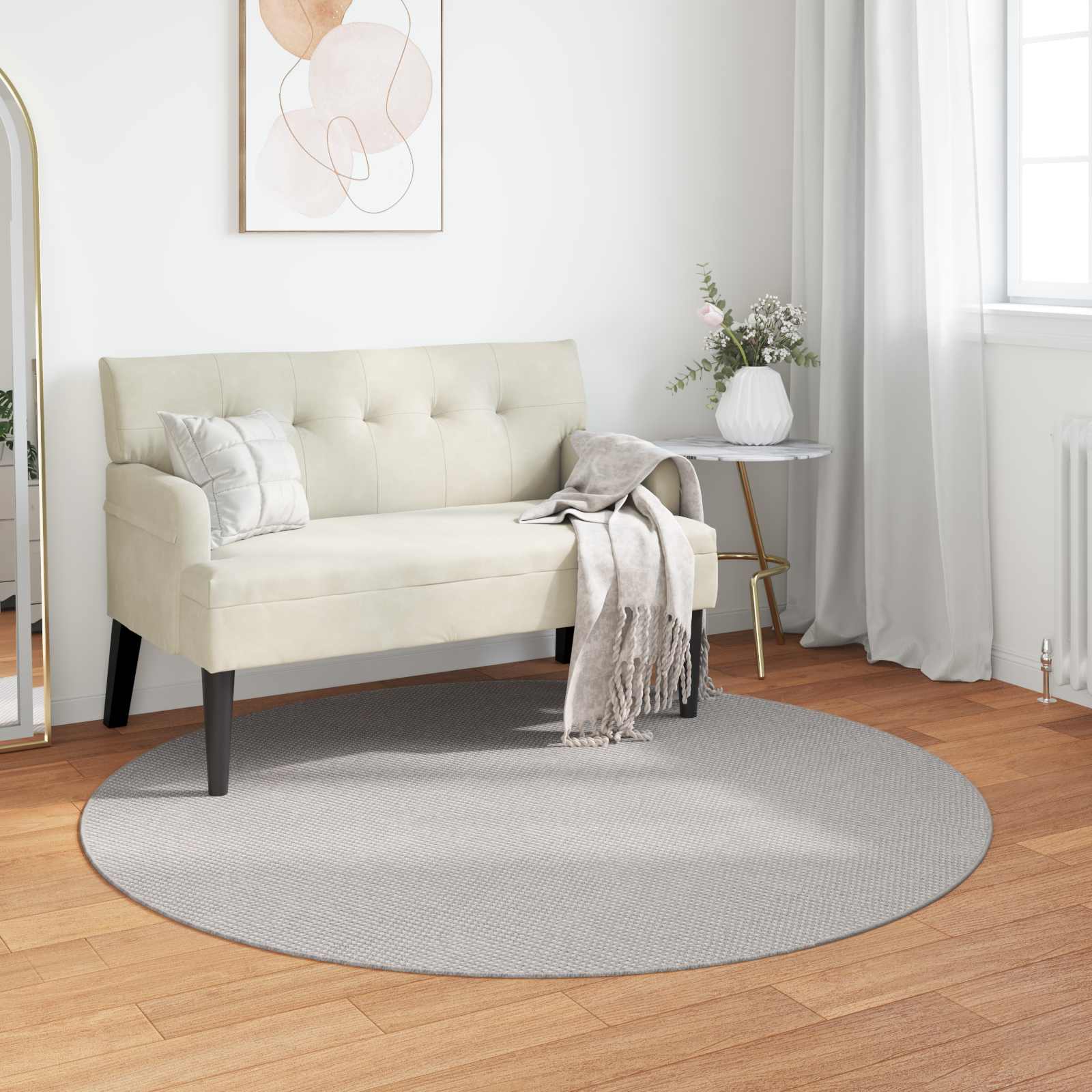 Vloerkleden Rond LUGO Crème en Grijs Ø 160 CM Polyester