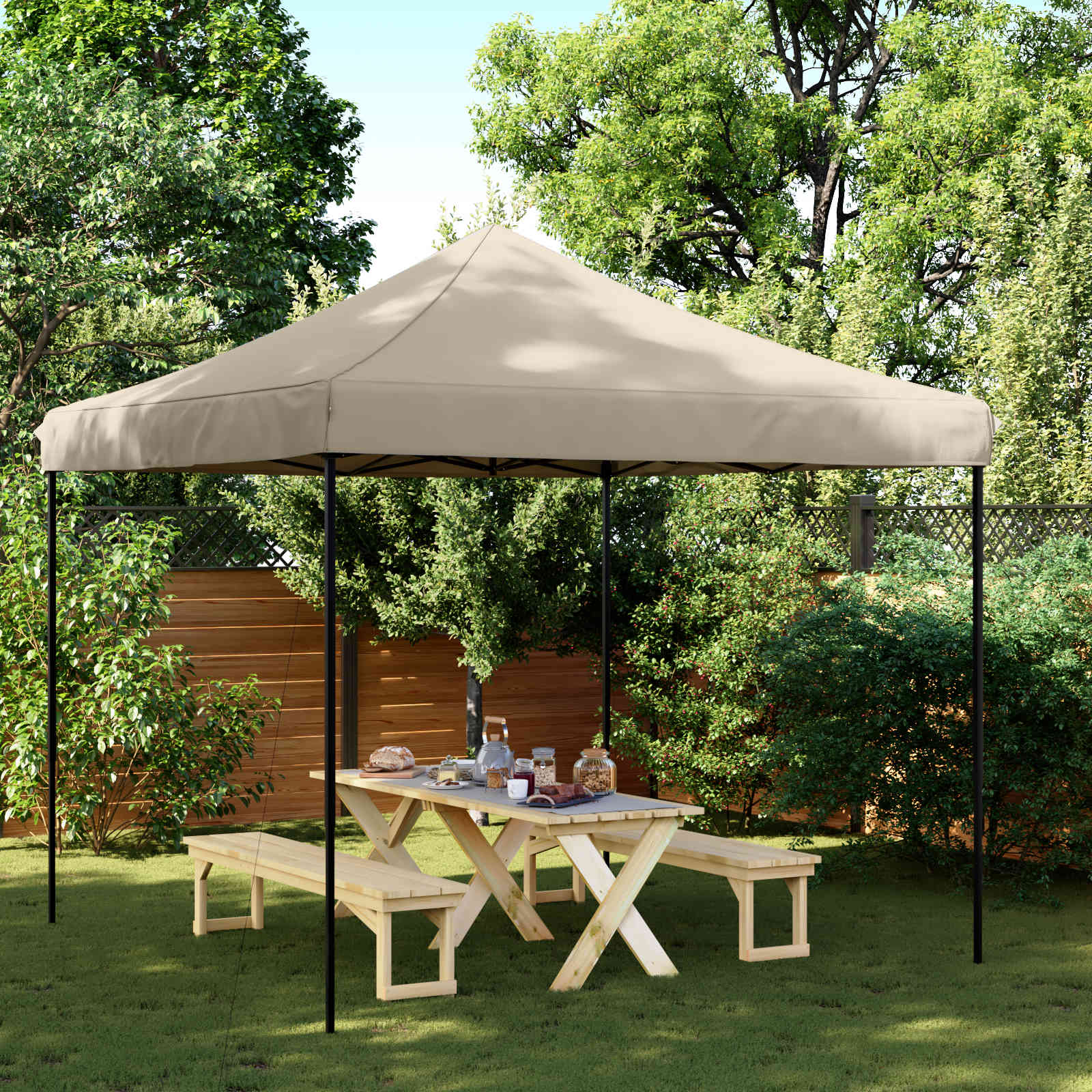 Partytent Taupe 292 x 292 x 315 cm Oxford Stof – afbeelding 1