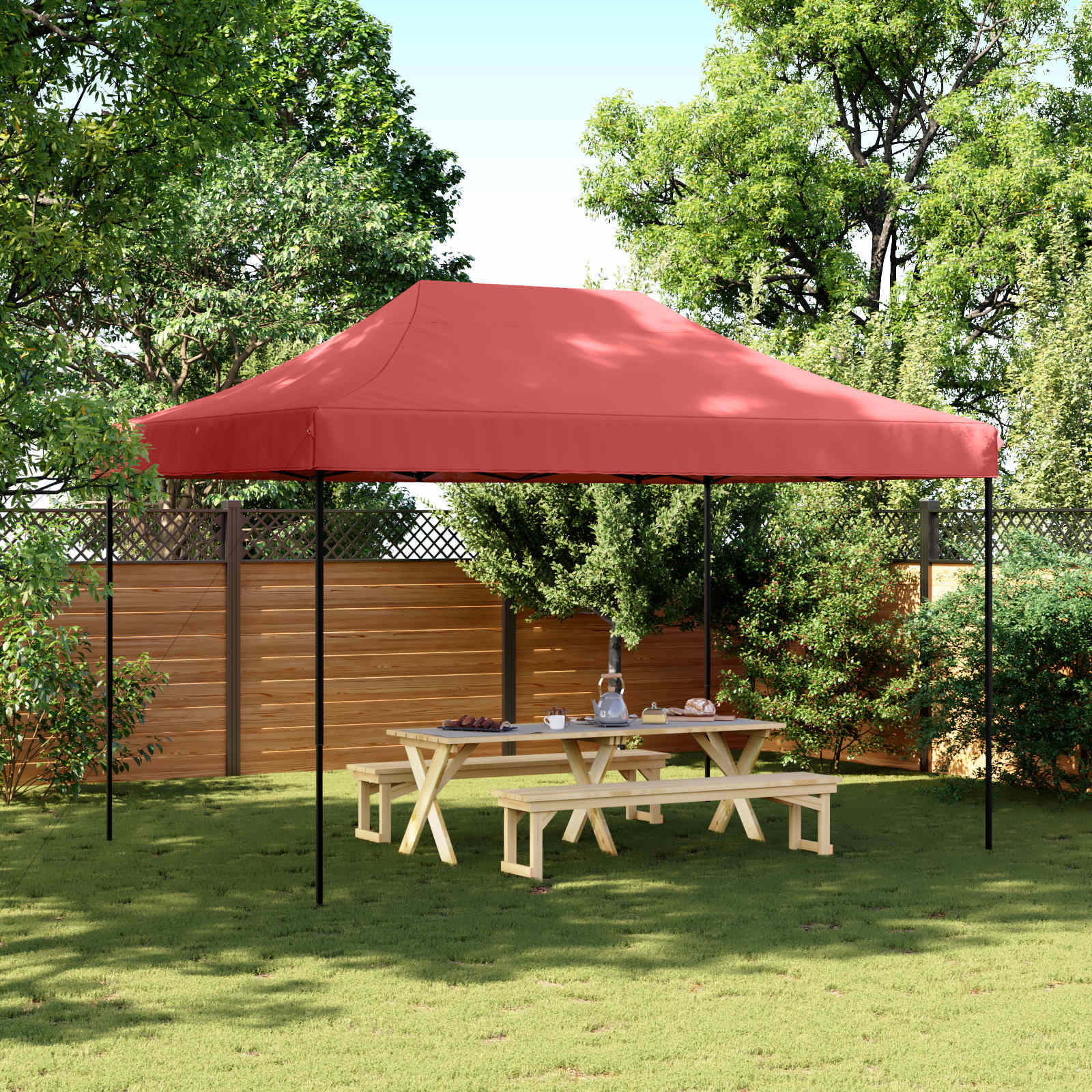 Partytent Bordeauxrood 279 x 410 x 315 cm Oxford Stof – afbeelding 1