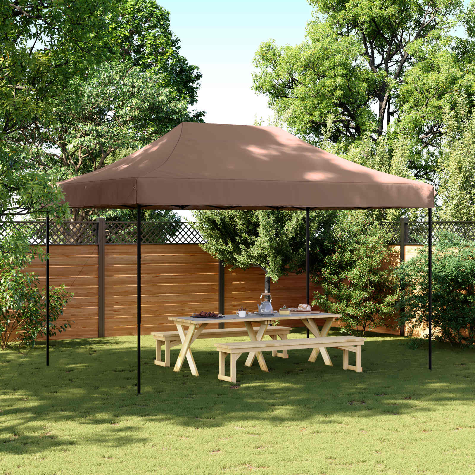 Partytent Bruin 279 x 410 x 315 cm Oxford Stof – afbeelding 1