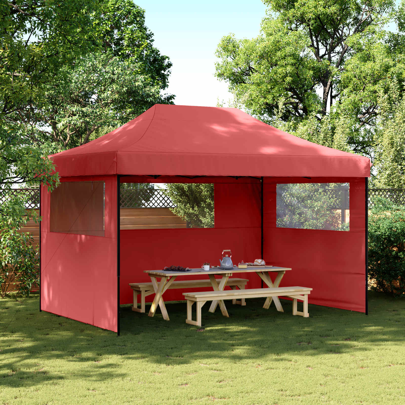 Partytent Bordeauxrood 279 x 410 x 315 cm Oxford Stof