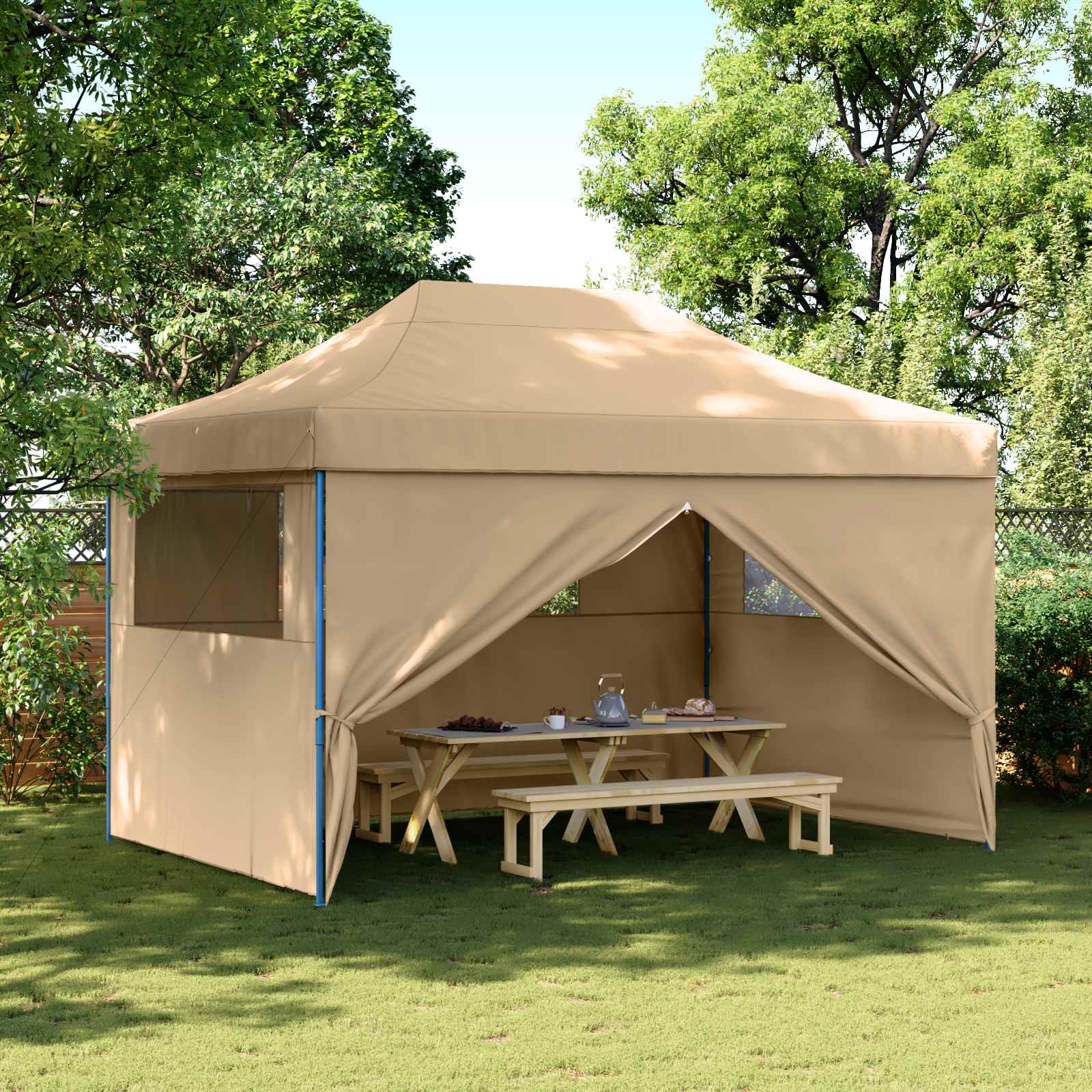 Partytent Beige 279 x 410 x 315 cm Oxford Stof – afbeelding 1