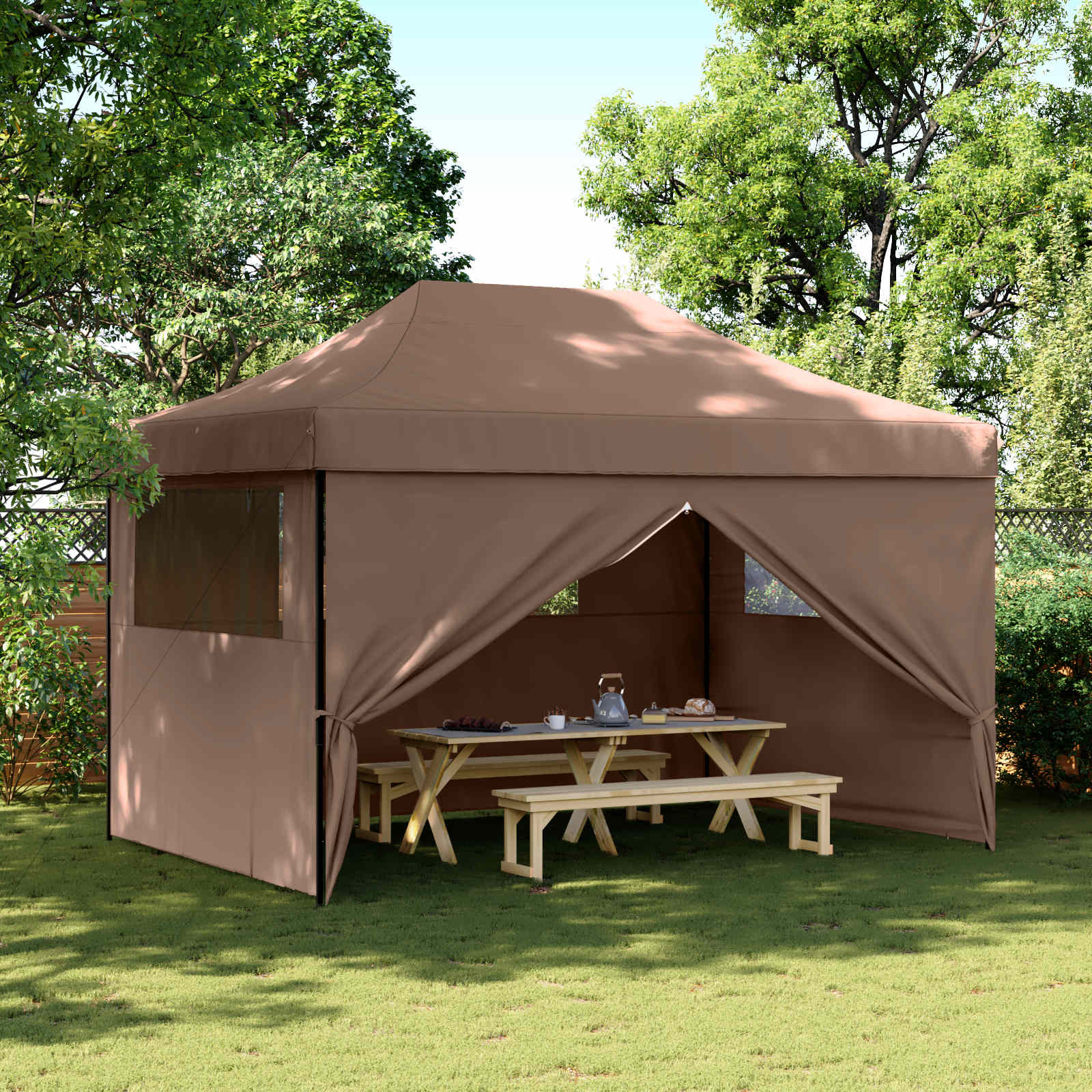 Partytent Bruin 279 x 410 x 315 cm Oxford Stof – afbeelding 1