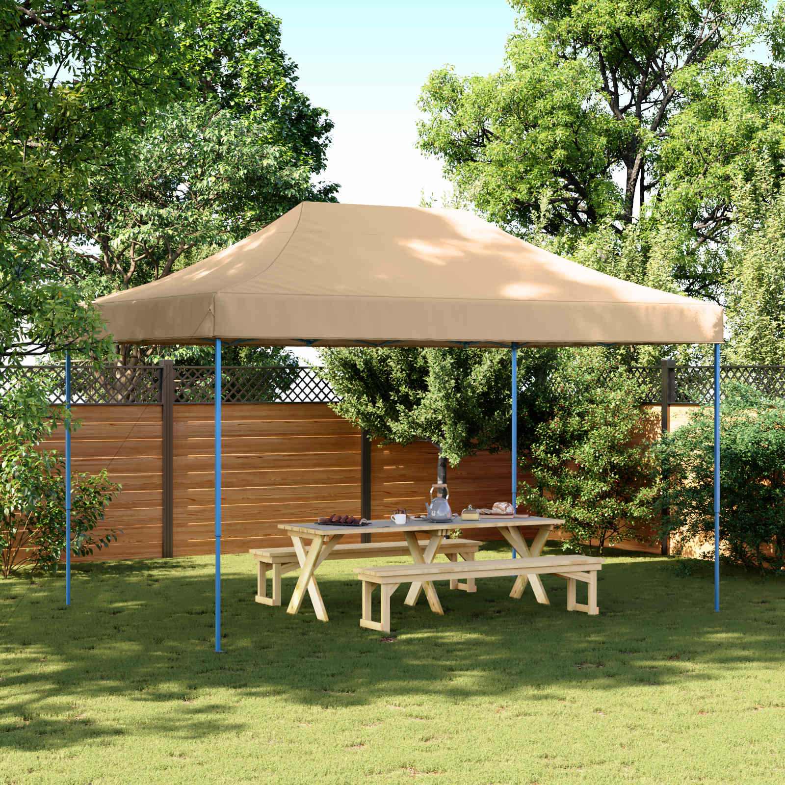 Partytent Beige 292 x 440 x 315 cm Oxford Stof – afbeelding 1
