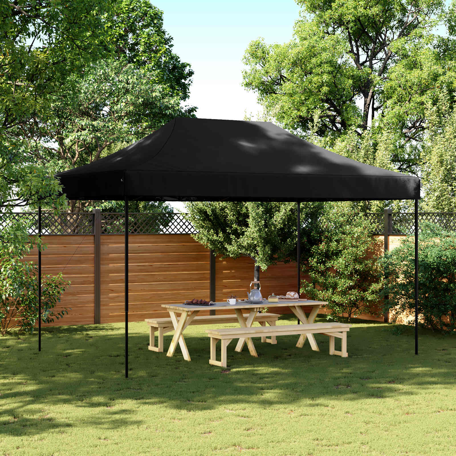 Partytent Zwart 292 x 440 x 315 cm Oxford Stof – afbeelding 1