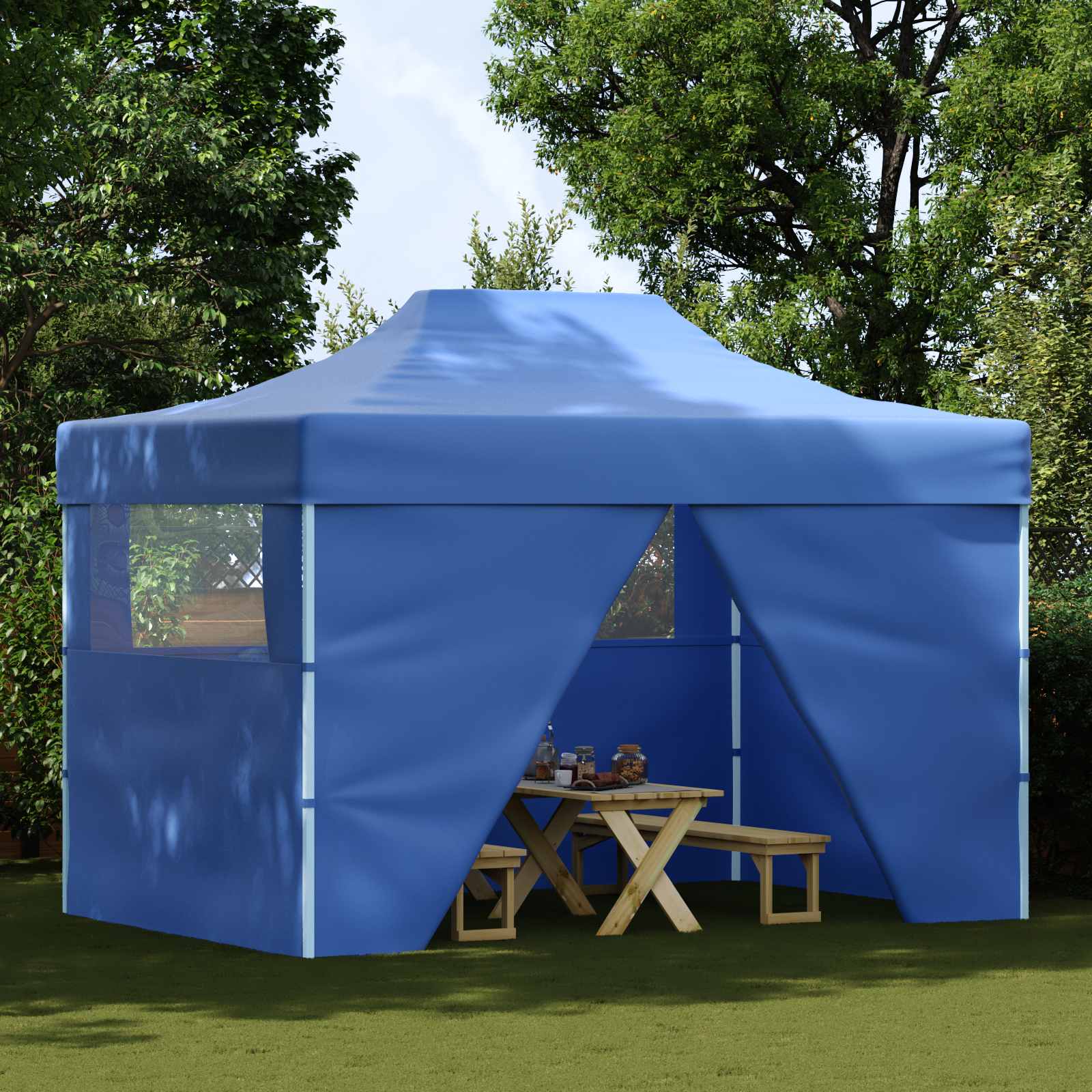 Partytent Blauw 291 x 431 x 315 cm Oxford Stof – afbeelding 1
