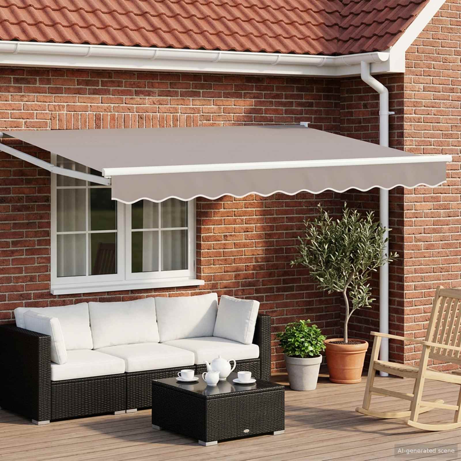 Handmatig uitschuifbaar zonnescherm Wit 3 x 2 m Aluminium