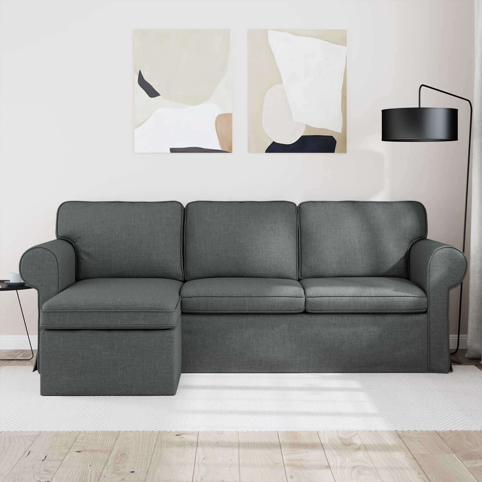 Bank Donkergrijs 215 x 138 x 80 cm Stof – afbeelding 3