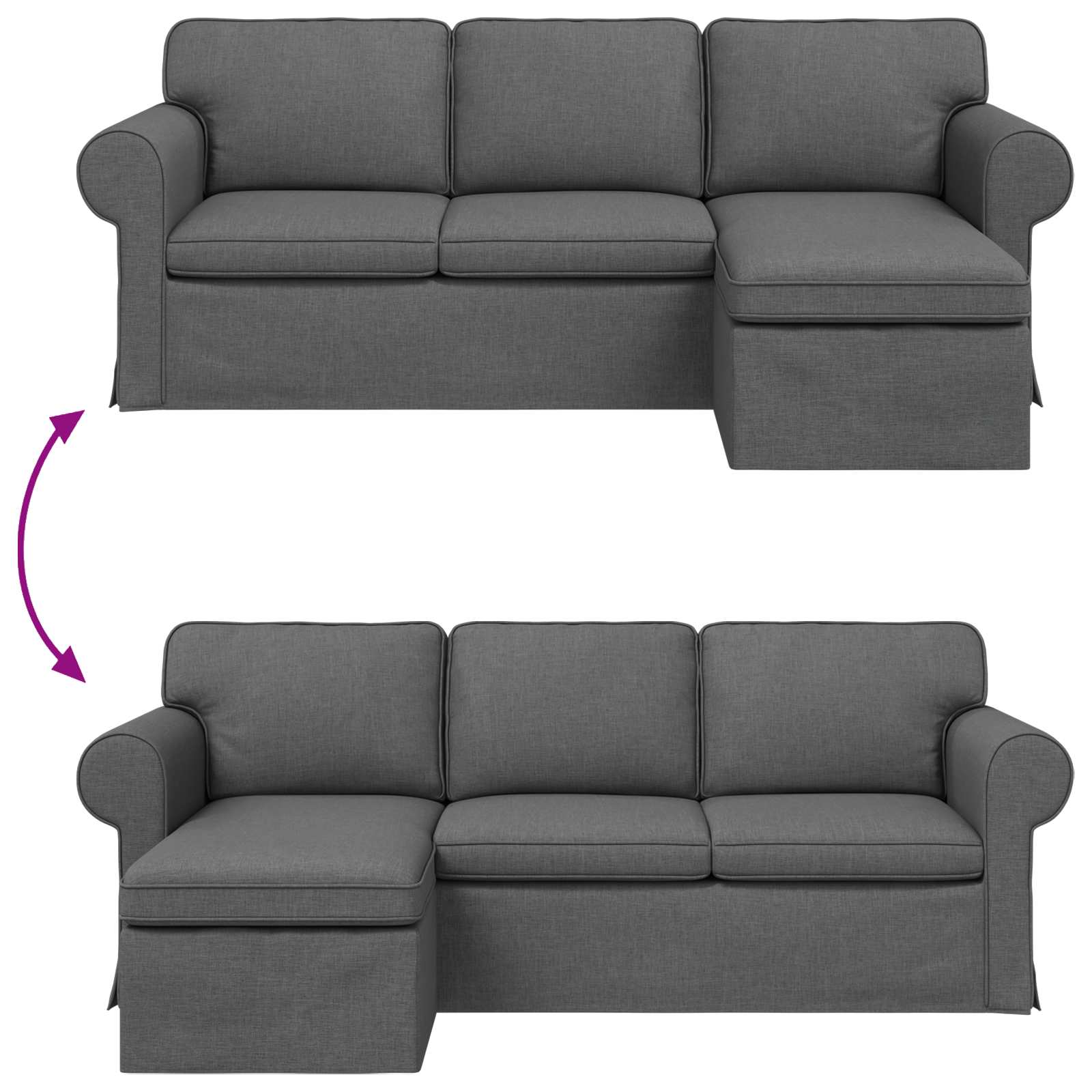 Bank Donkergrijs 215 x 138 x 80 cm Stof – afbeelding 8