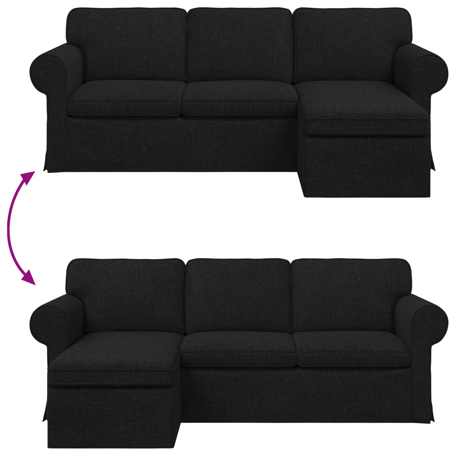 Bank Zwart 215 x 138 x 80 cm Stof – afbeelding 8