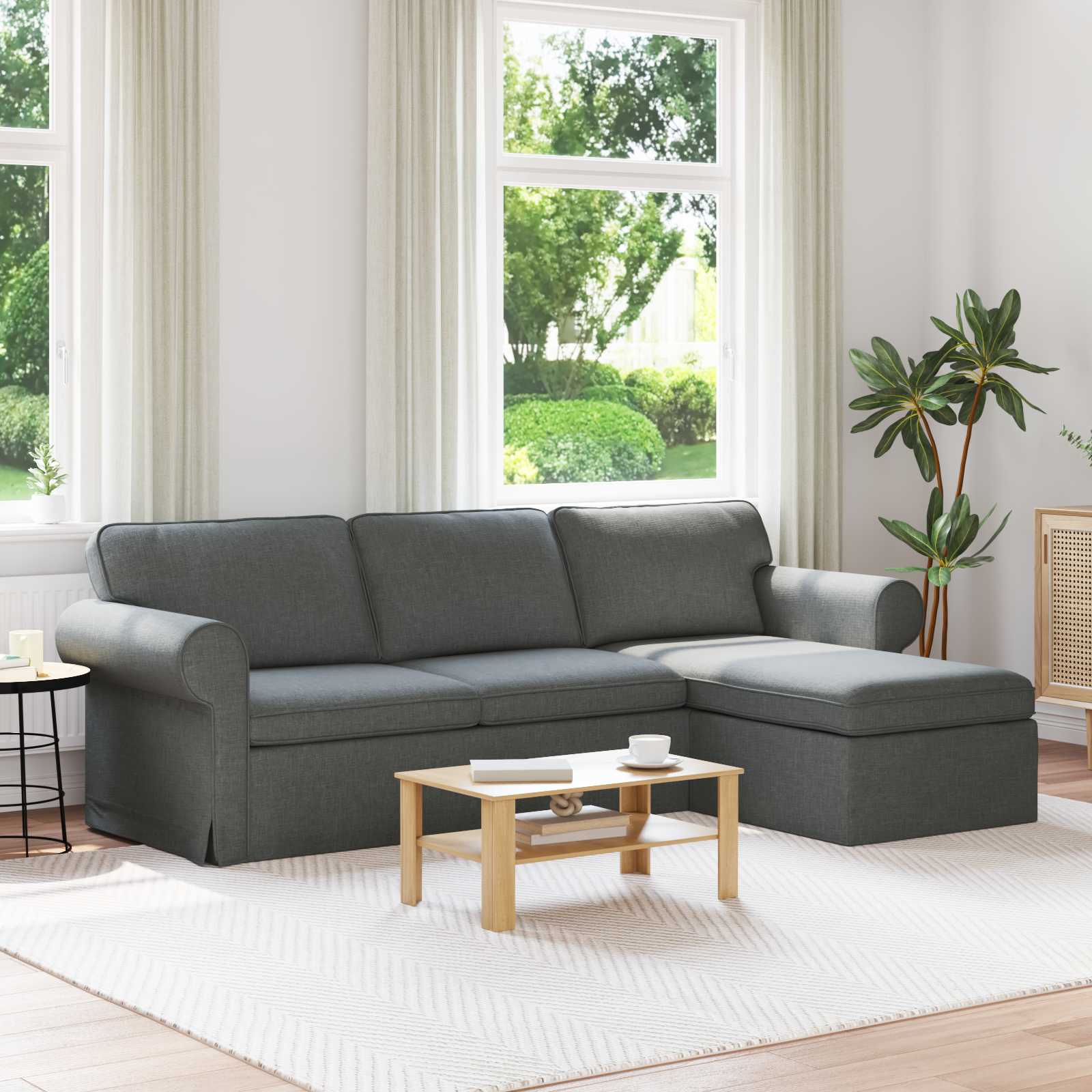 Bank Donkergrijs 245 x 138 x 80 cm Stof – afbeelding 1
