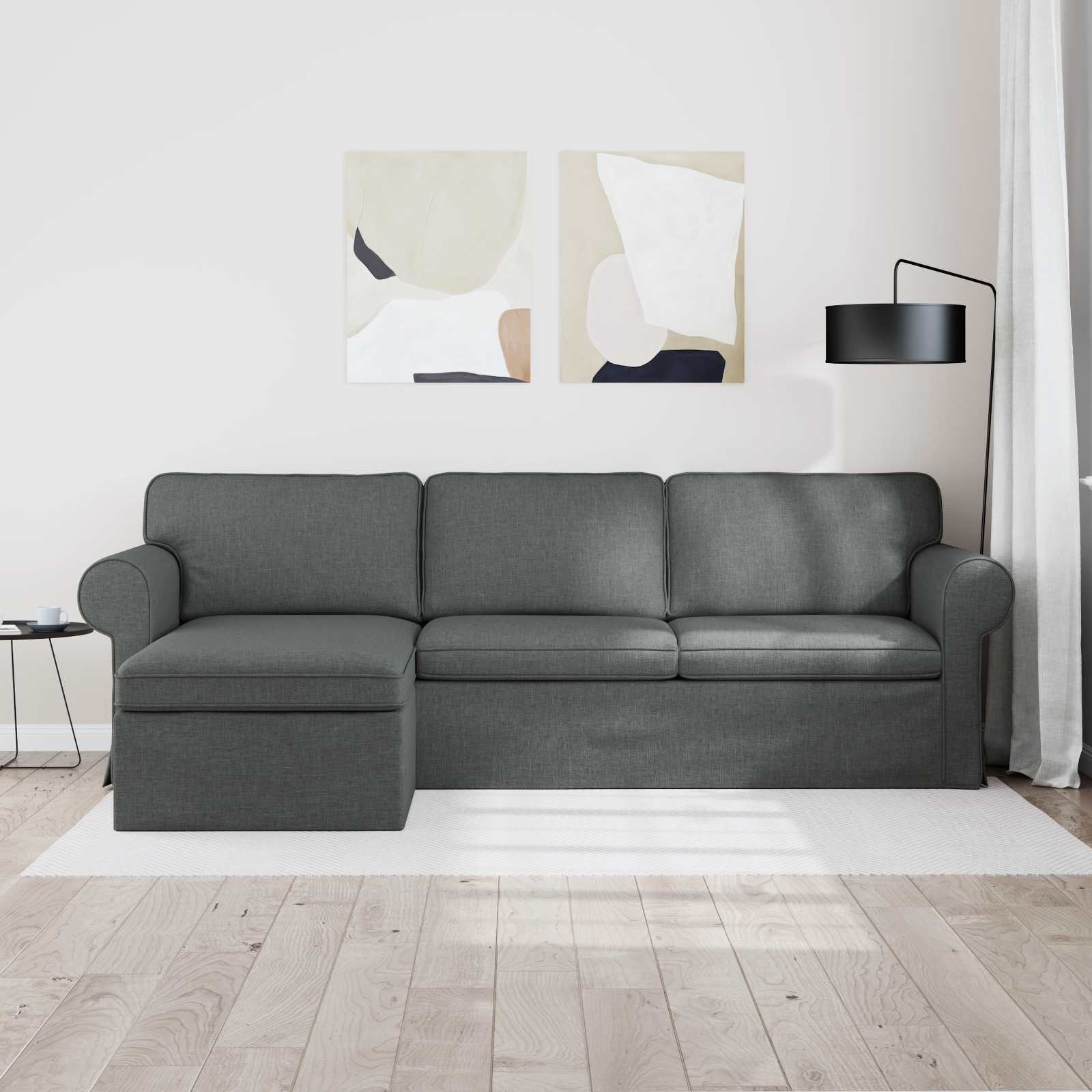 Bank Donkergrijs 245 x 138 x 80 cm Stof – afbeelding 3