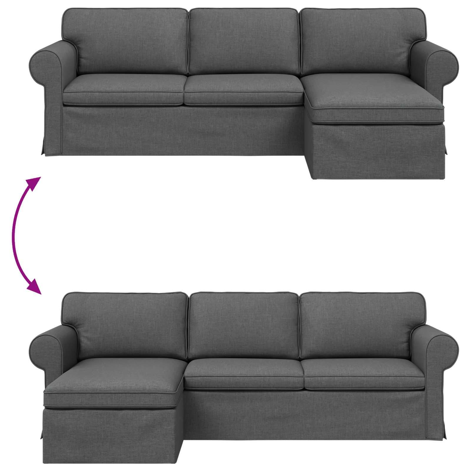 Bank Donkergrijs 245 x 138 x 80 cm Stof – afbeelding 8