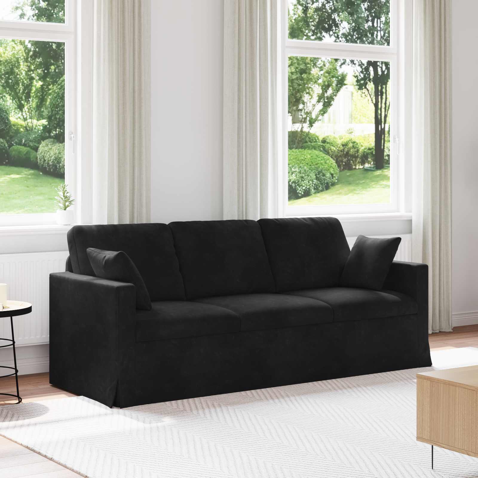 Bank Zwart 198 x 78 x 80 cm Fluweel – afbeelding 1