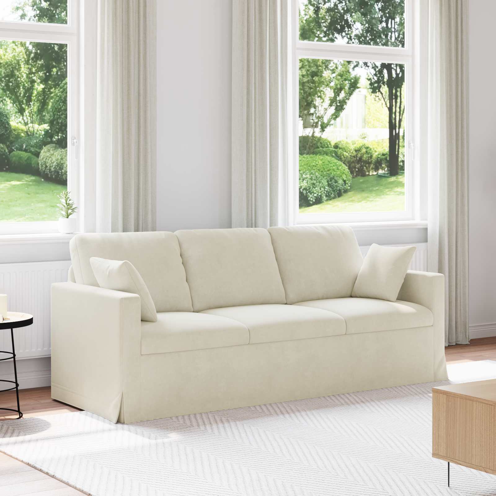 Bank Crème 198 x 78 x 80 cm Fluweel – afbeelding 1
