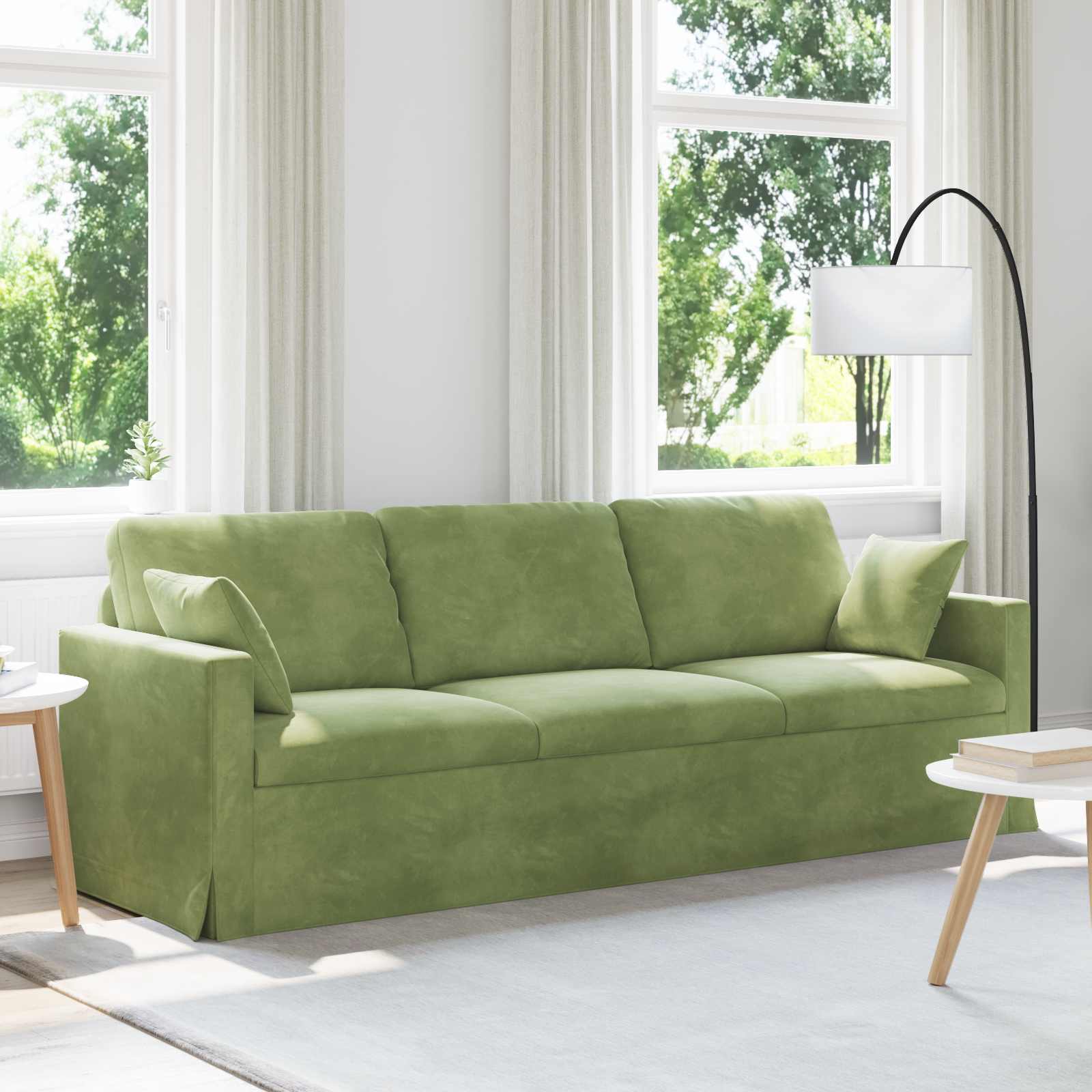 Bank Lichtgroen 228 x 78 x 80 cm Fluweel – afbeelding 1
