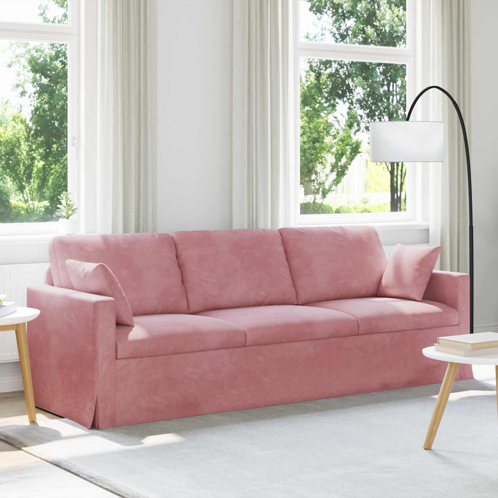 Bank Roze 228 x 78 x 80 cm Fluweel – afbeelding 1