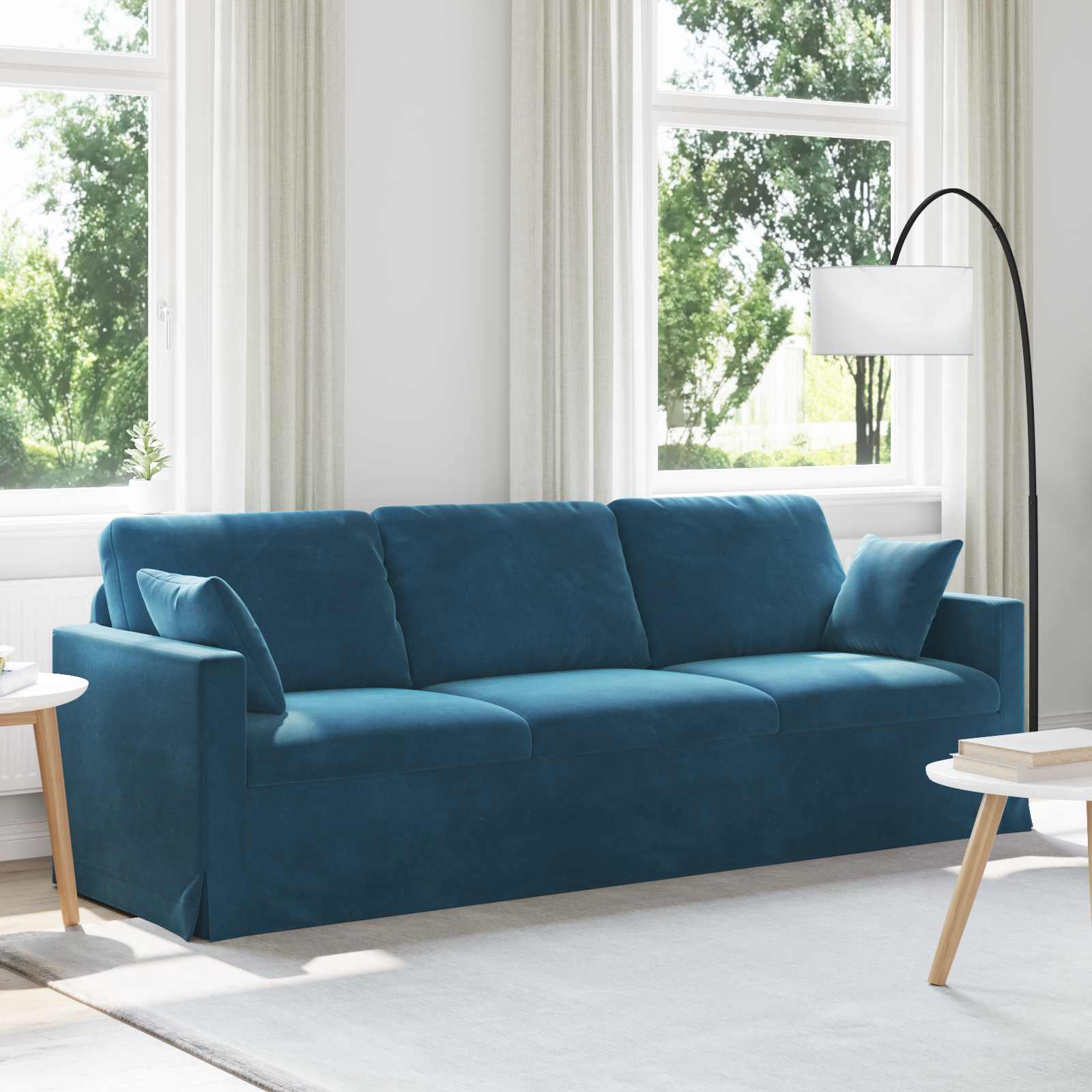 Bank Blauw 228 x 78 x 80 cm Fluweel – afbeelding 1