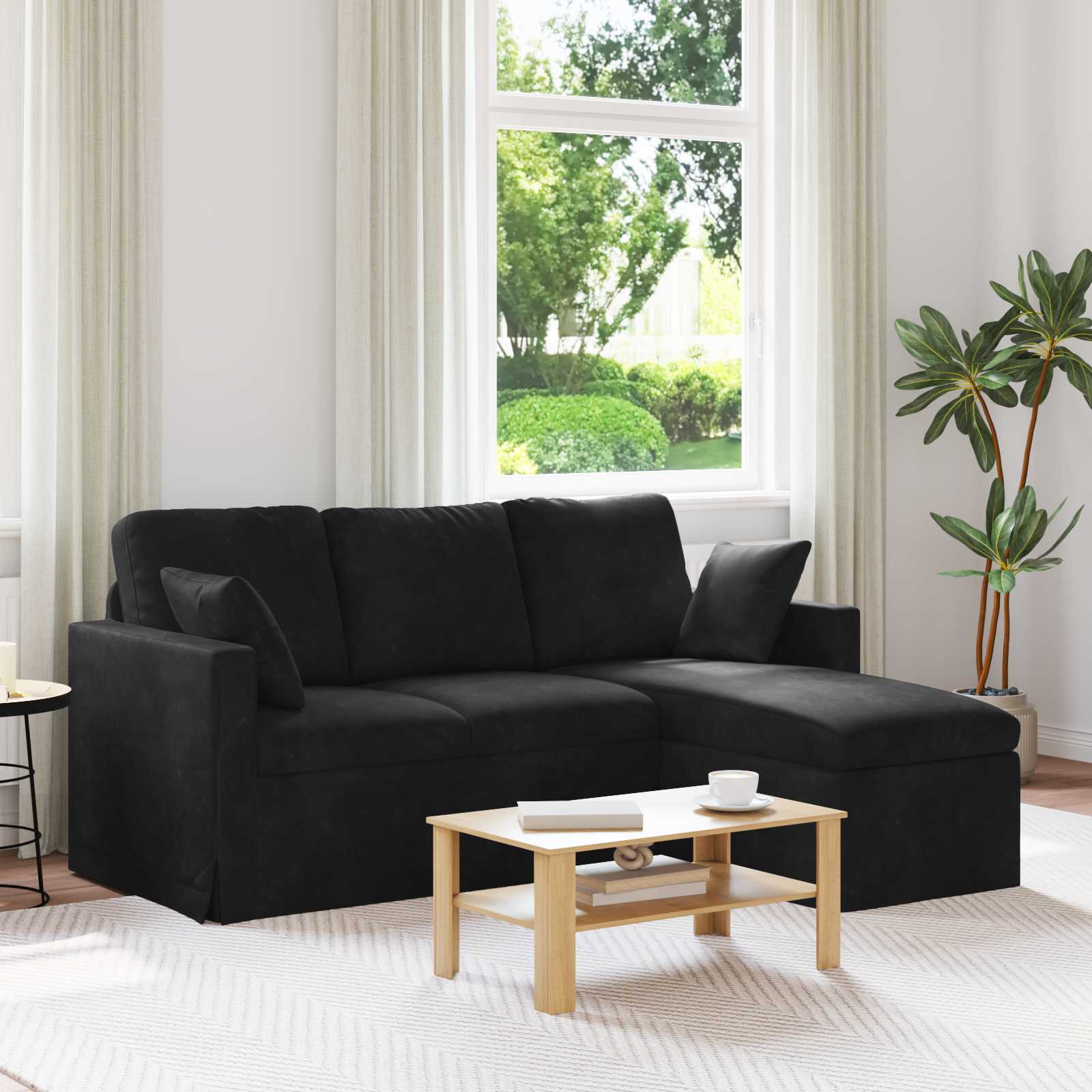 Bank Zwart 178 x 134 x 80 cm Fluweel