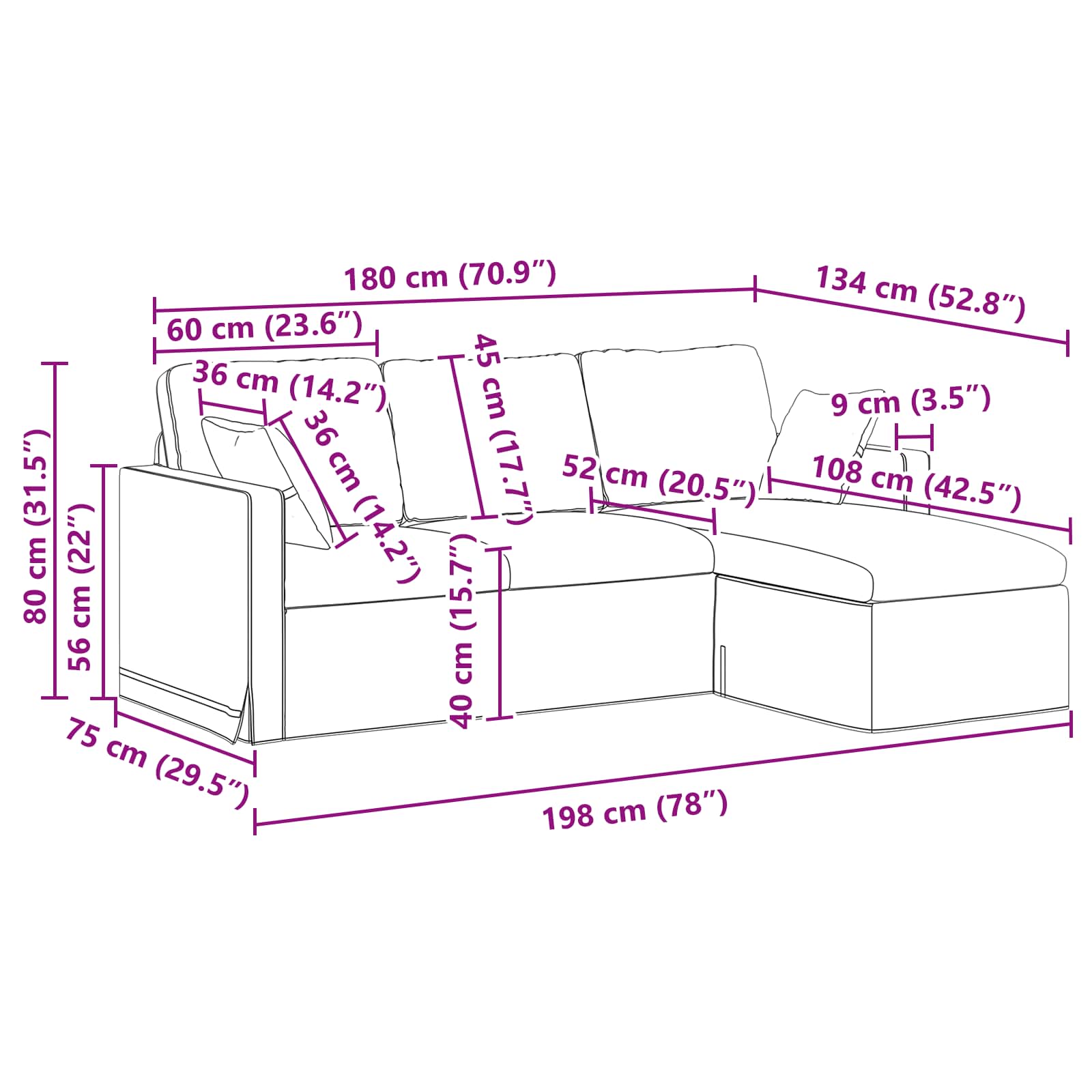 Bank Lichtgrijs 198 x 134 x 80 cm Fluweel – afbeelding 10