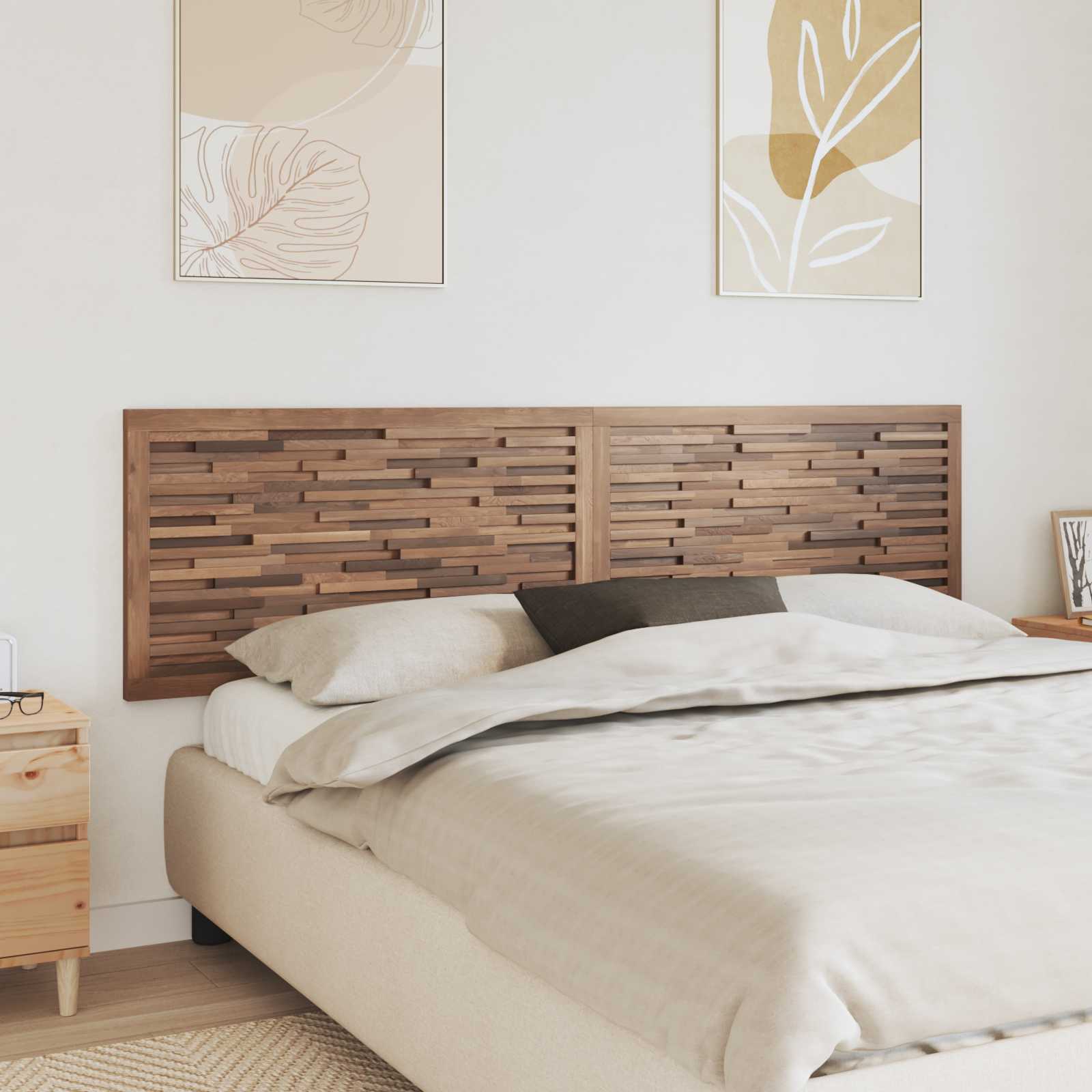 Hoofdbord Wandgemonteerd Naturel 200 cm Massief Teakhout – afbeelding 1