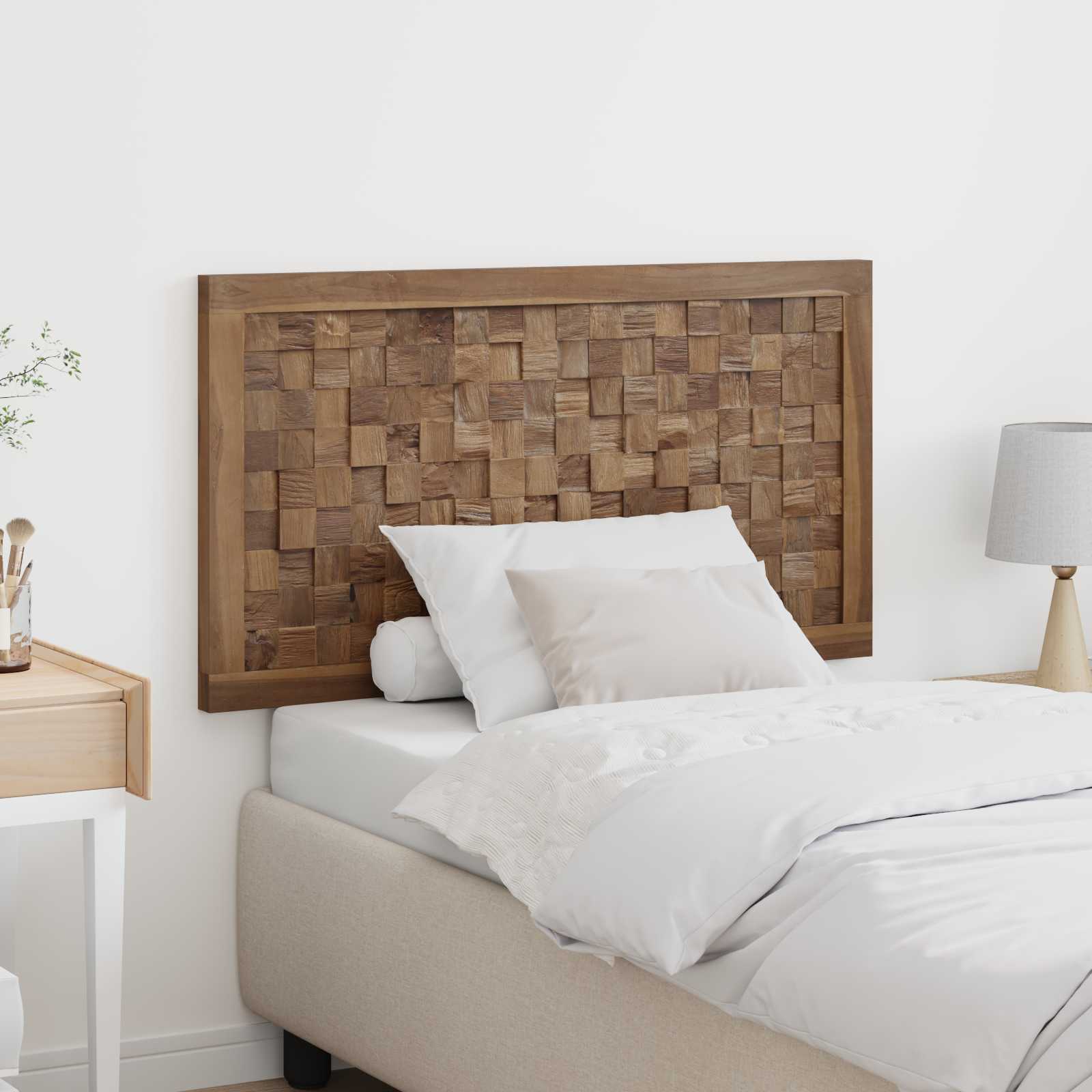 Hoofdbord Wandgemonteerd Naturel 100 cm Massief Teakhout – afbeelding 1