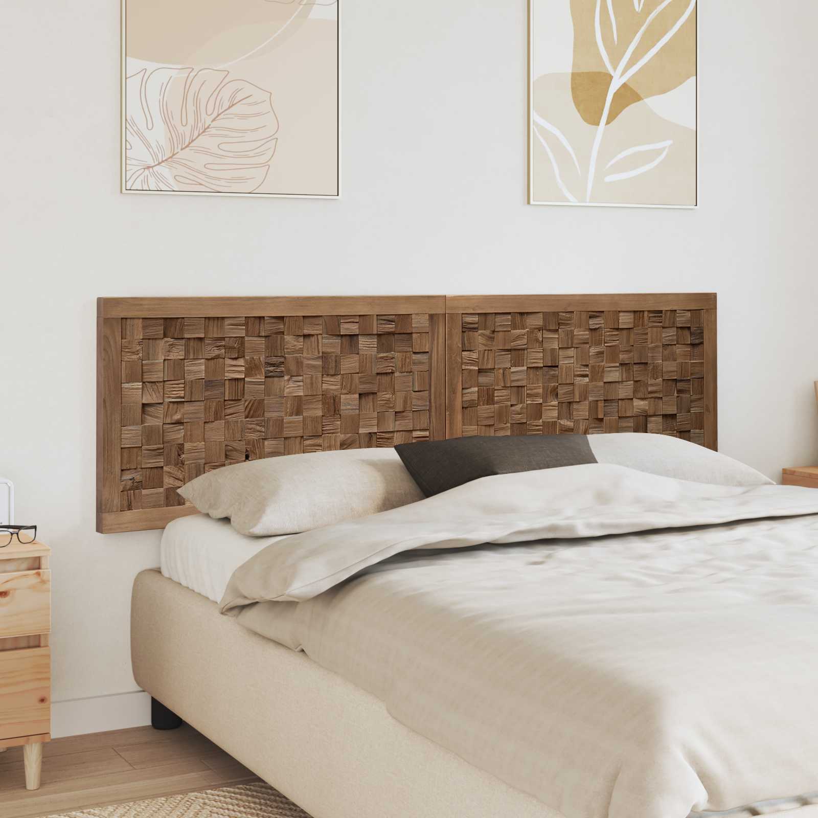 Hoofdbord Wandgemonteerd Naturel 180 cm Massief Teakhout – afbeelding 1