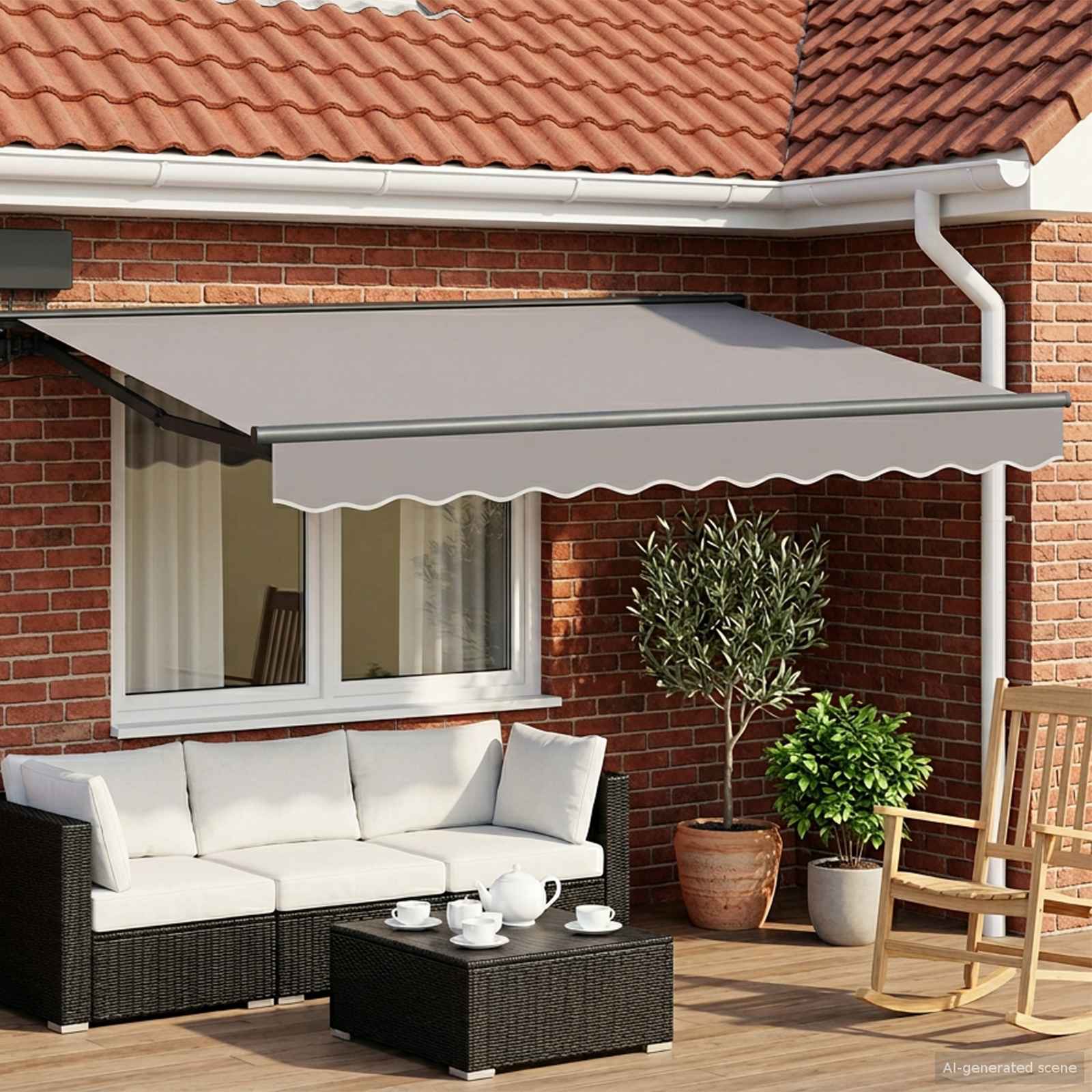 Handmatige Luifel Frame Verstelbaar Antraciet 2,5 x 2 m Staal
