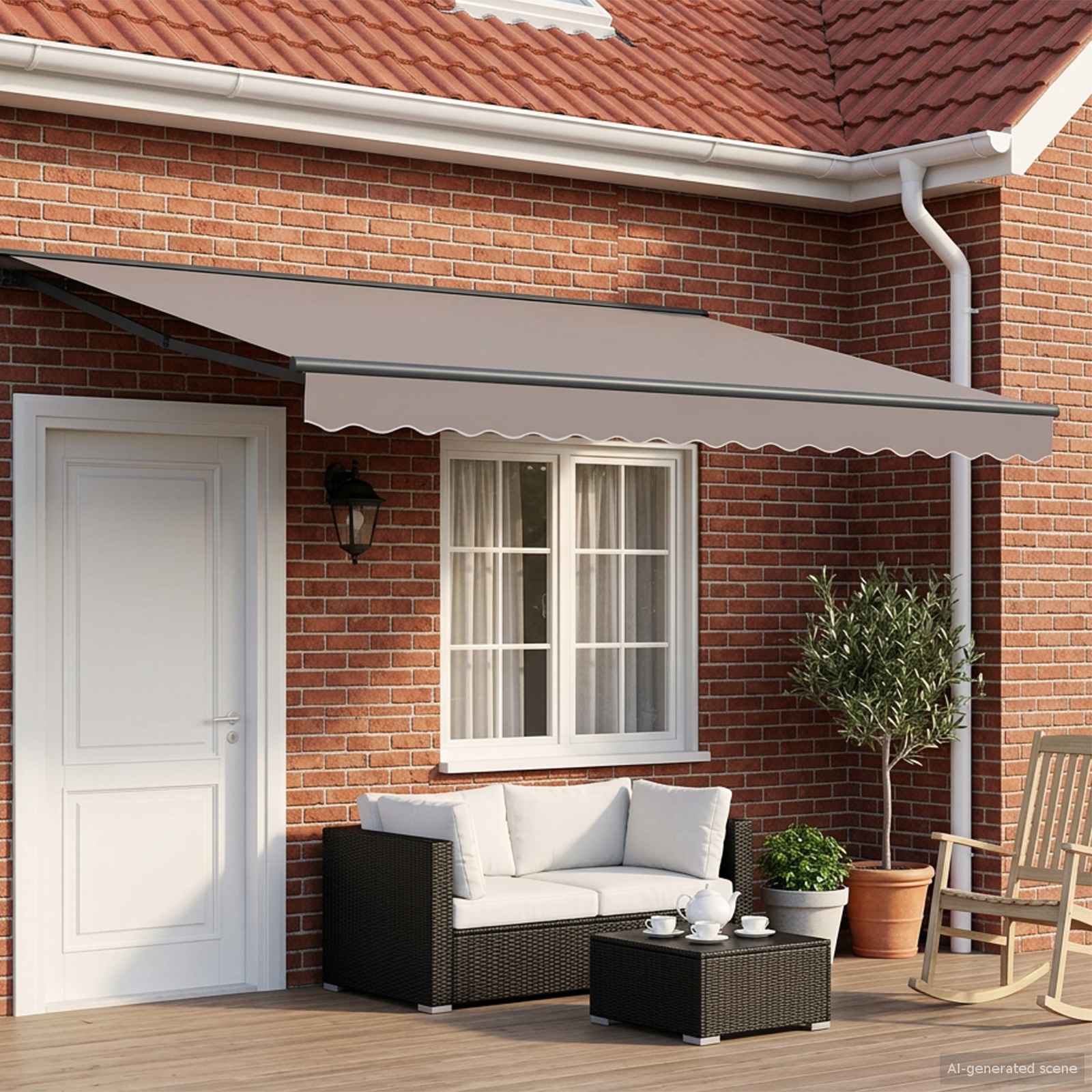 Handmatige Luifel Frame Verstelbaar Antraciet 4,5 × 3,5 m Staal