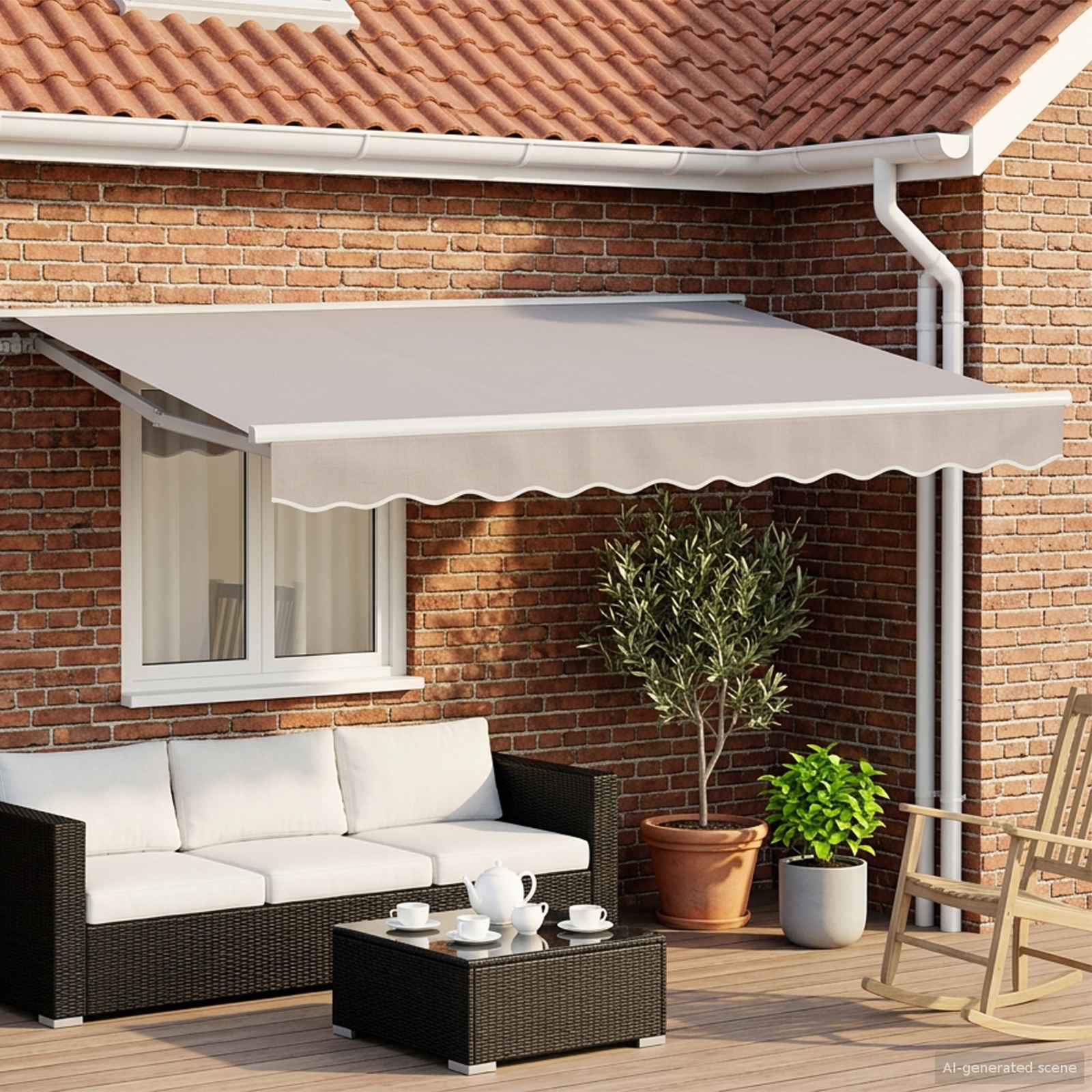 Elektrisch uitschuifbaar zonnescherm frame Wit 3 x 2,5 m Staal