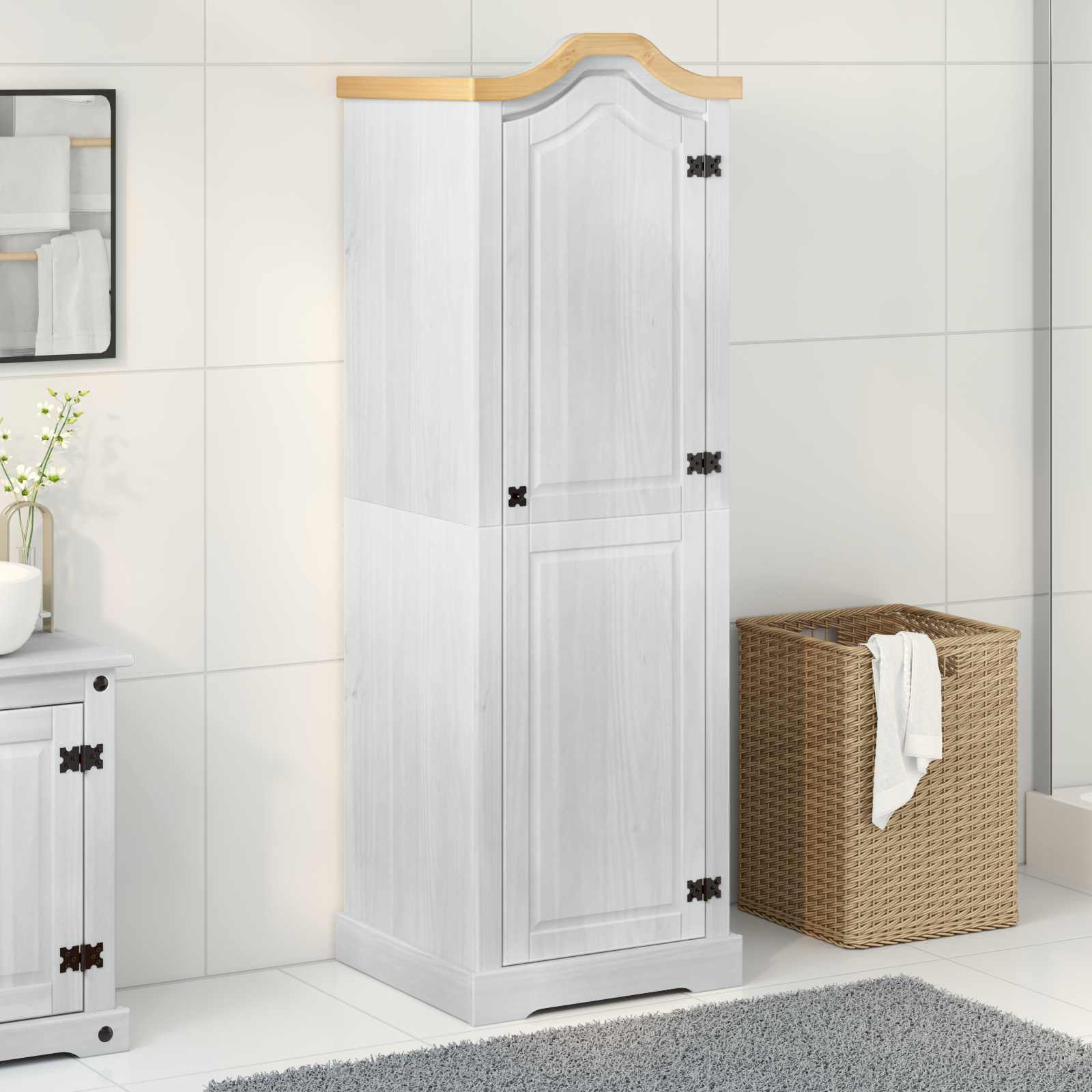 Kasten met plank Wit 55 x 52 x 170 cm Massief grenenhout
