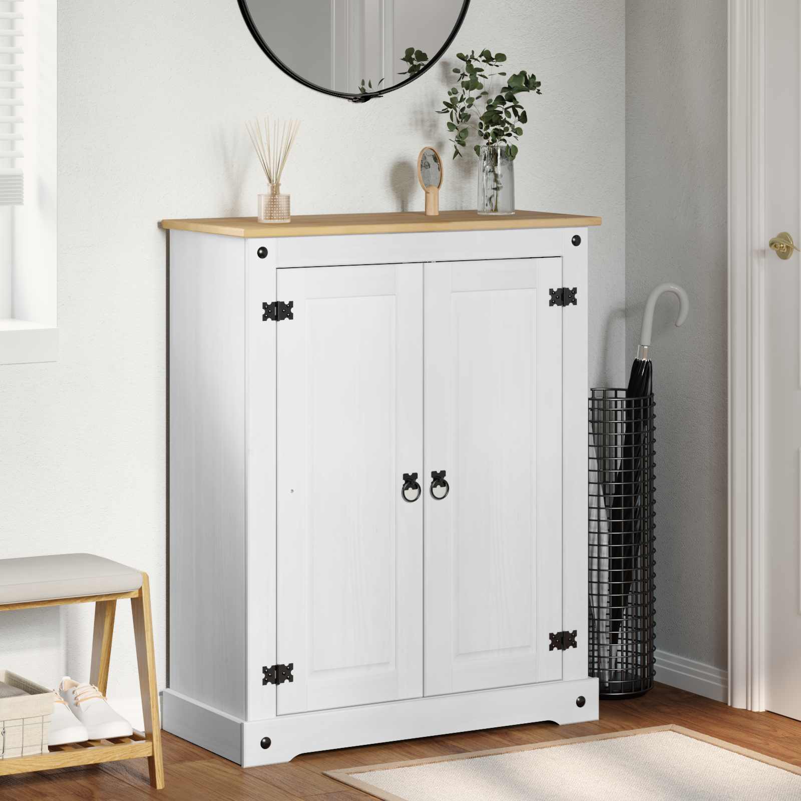 Schoenenkast Wit 86 x 38,5 x 108 cm Massief grenenhout