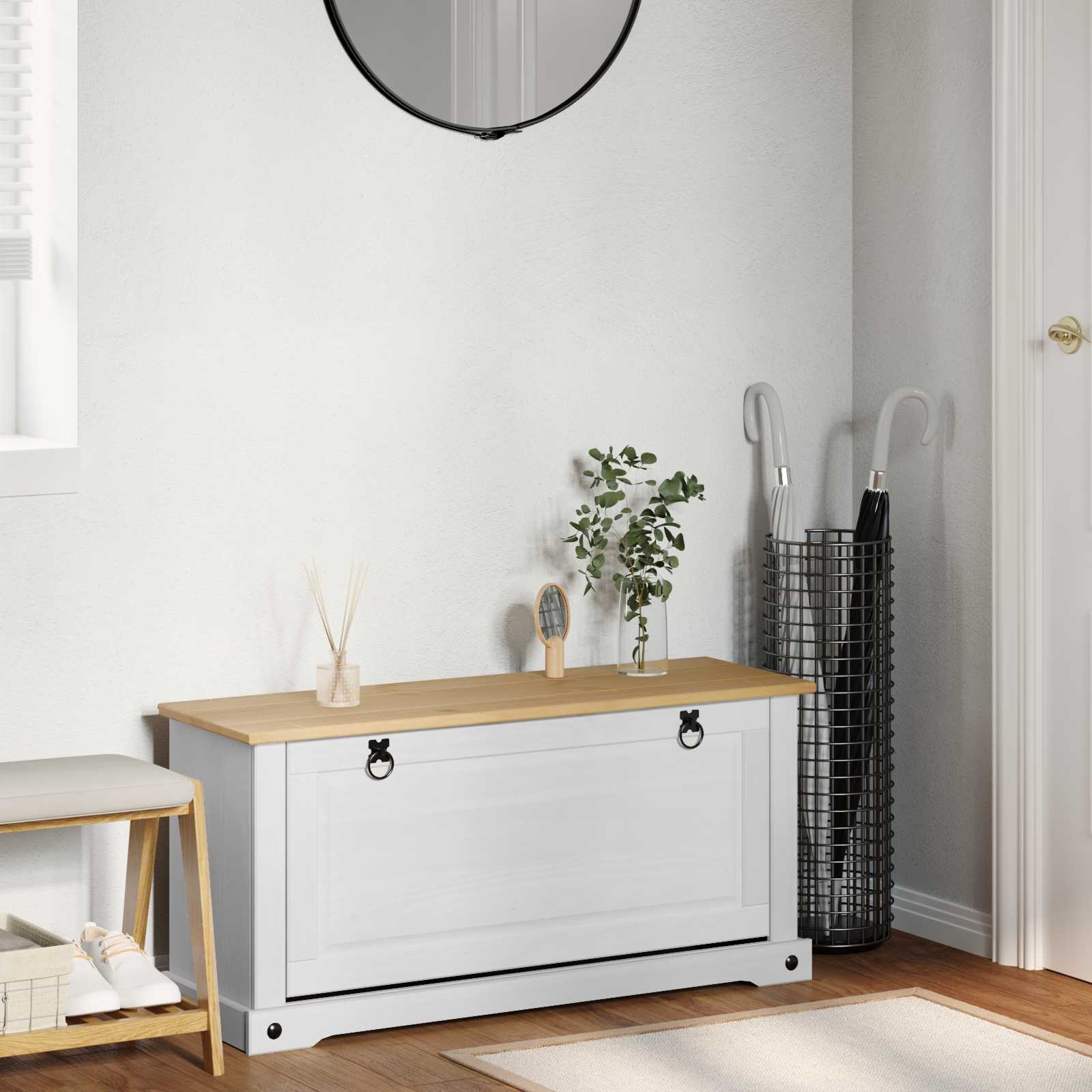 Schoenenkast Corona Wit 99 x 32 x 49 cm Massief grenenhout – afbeelding 1