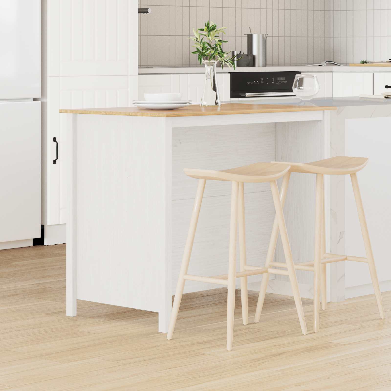 Keuken Eilanden HILL Wit 112 x 66 x 90 cm Massief grenenhout