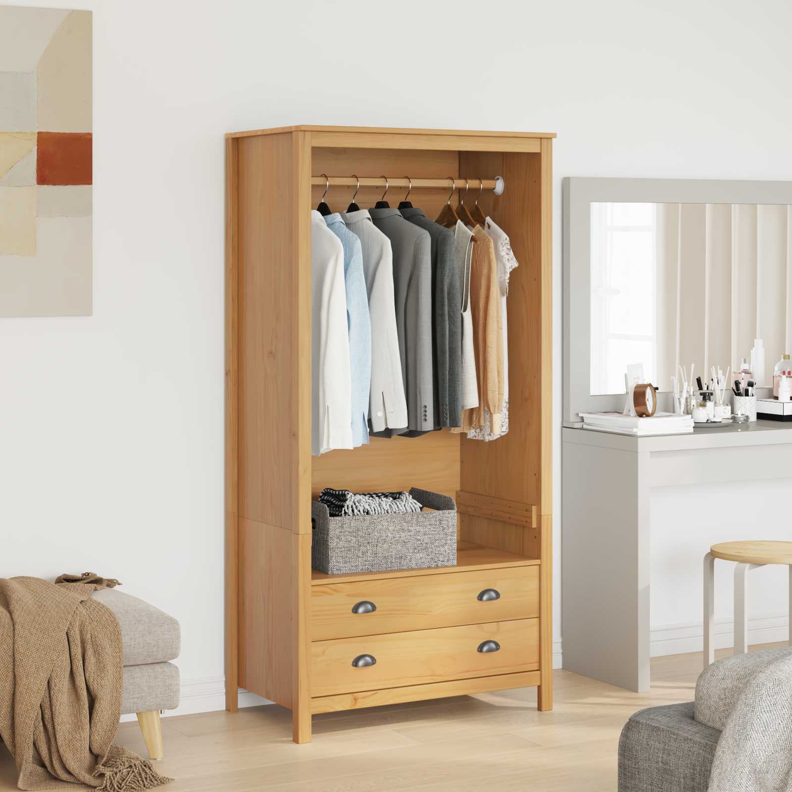 Kledingkast met lade HILL Honingbruin 84 x 50 x 170 cm