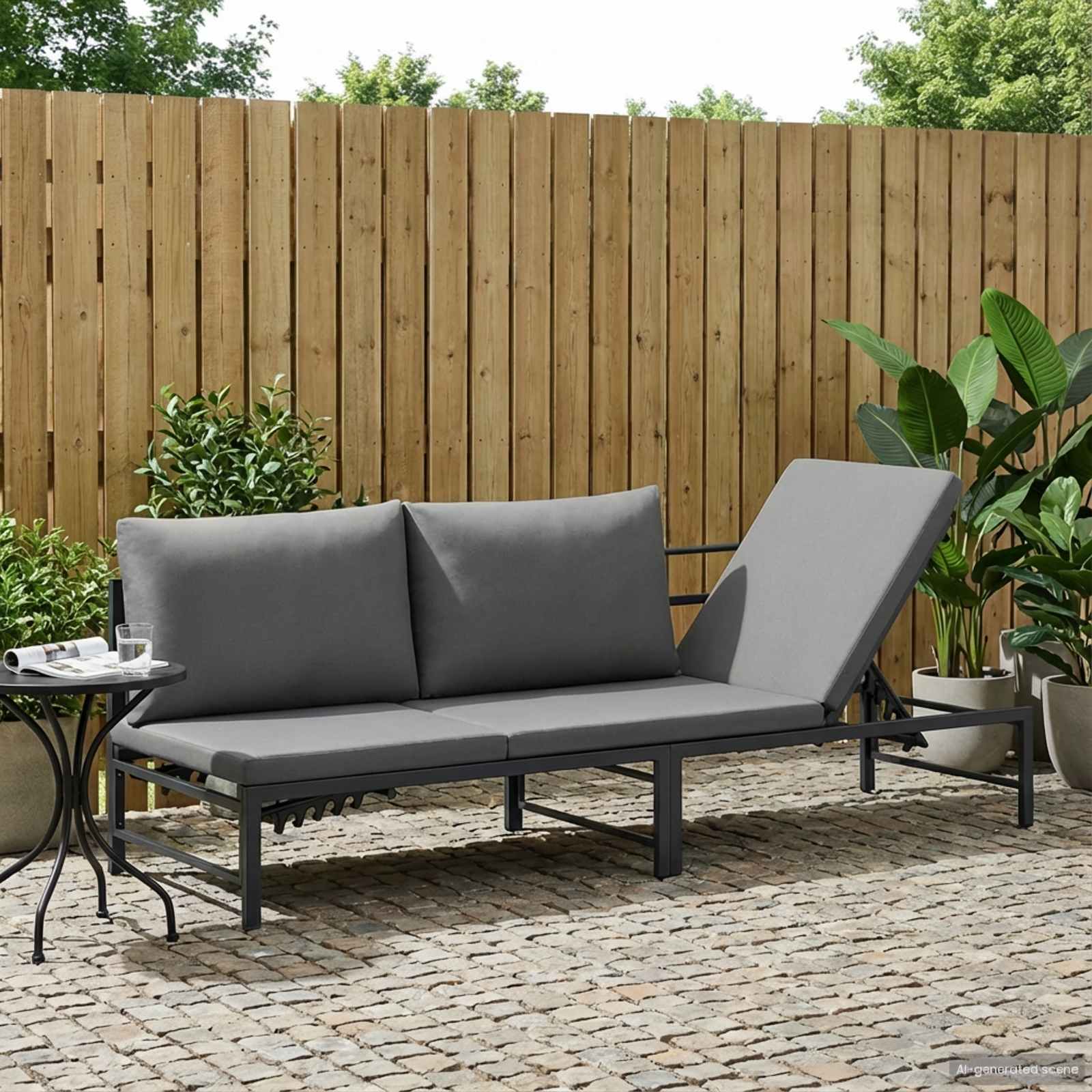 3-Persoons Zonligbed Zwart 200 x 62 x 59,5 cm Textileen