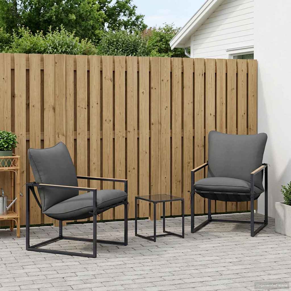 Tuinbankenset 3 pcs Zwart en Anthraciet Staal – afbeelding 1
