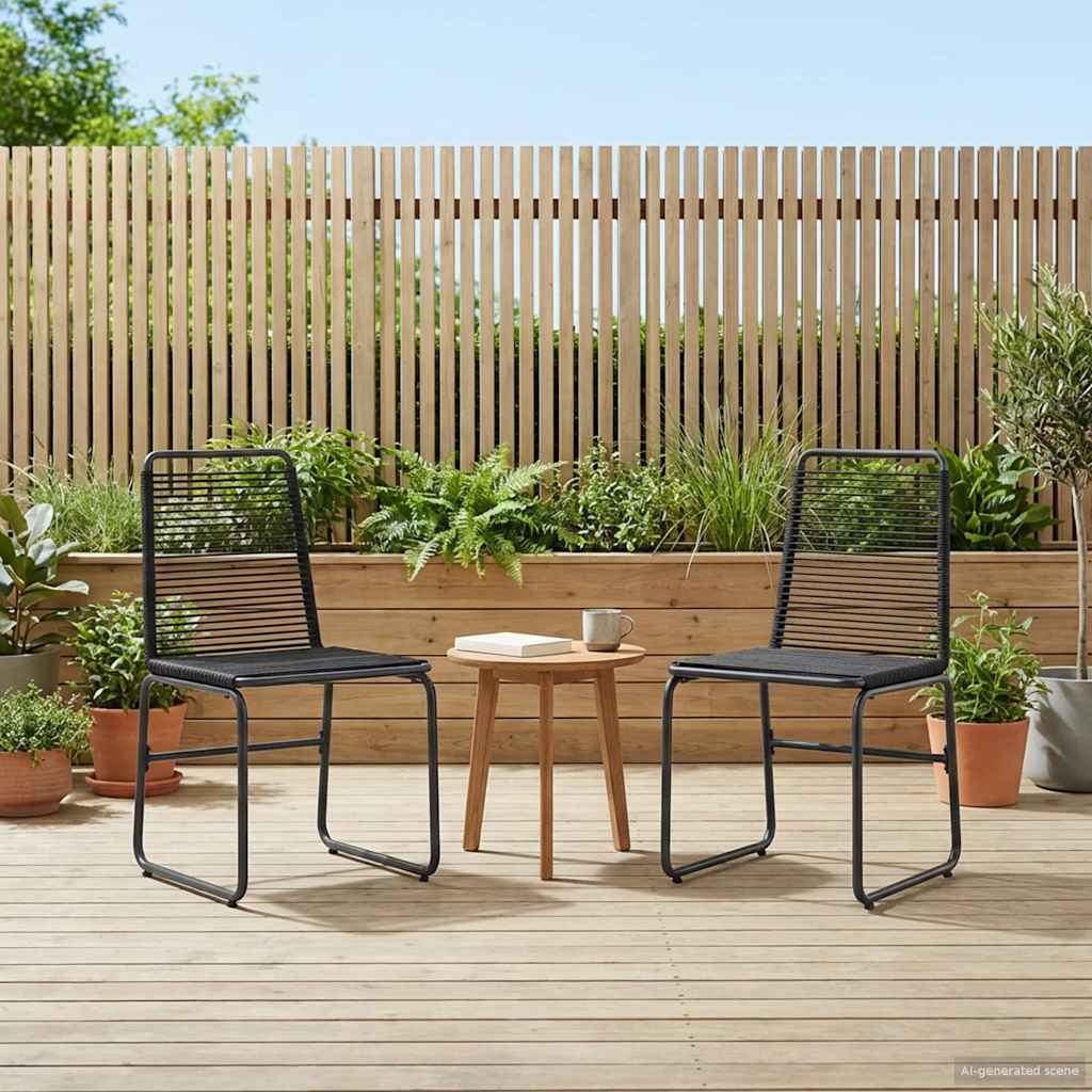 Tuinstoelen 2 pcs Zwart 48 x 55 x 89,5 cm Rattan