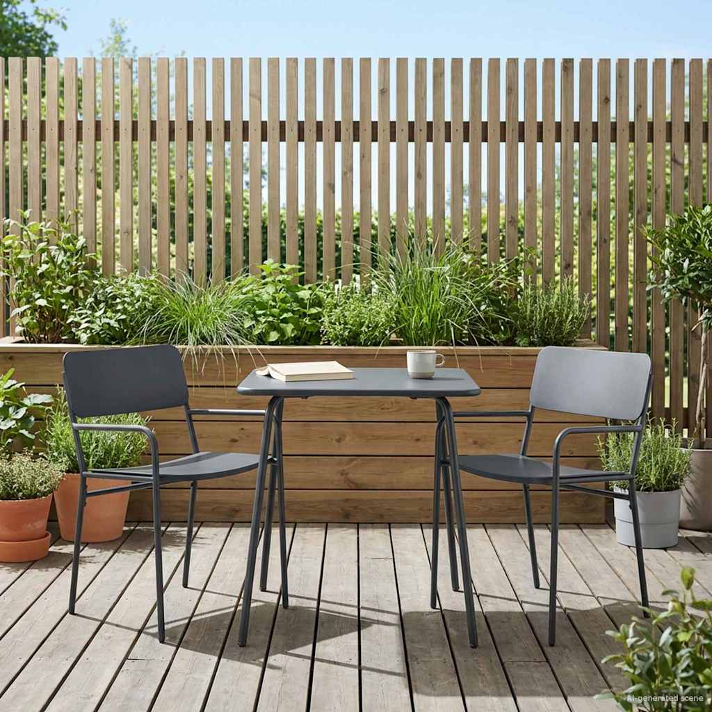 Tuinstoelen 2 pcs Antraciet 51 x 55 x 81 cm Staal – afbeelding 1