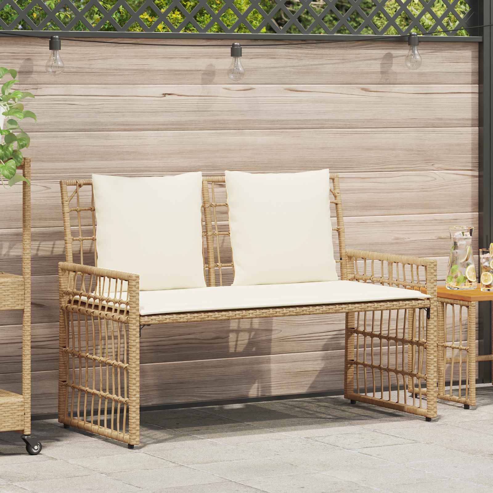 Tuinbank Effen Natuurlijk en Crème 116 x 55 x 82 cm – afbeelding 1