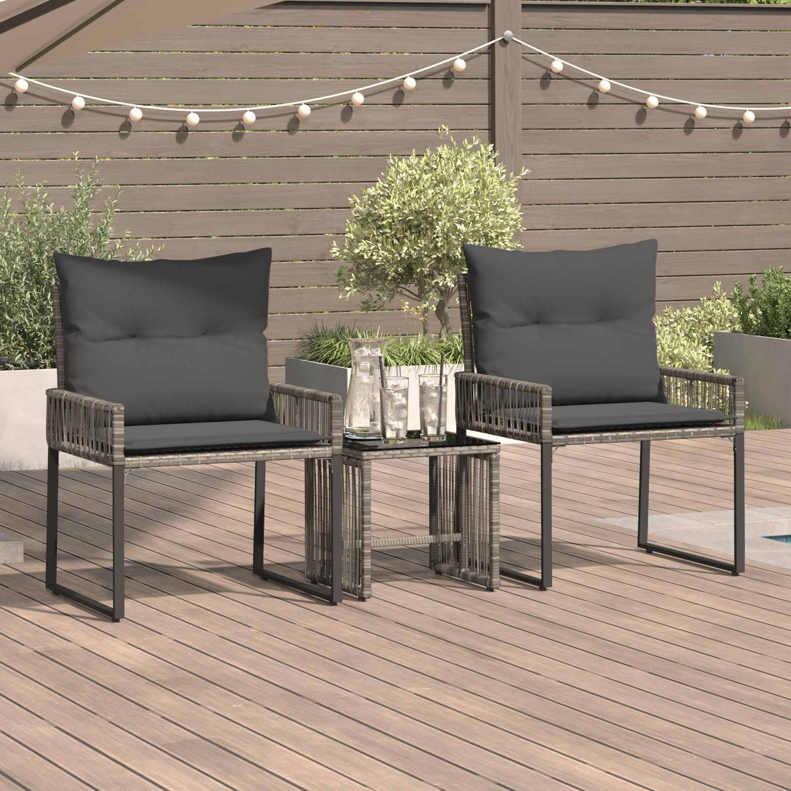 Buitenmeubelset 7 pcs Grijs en Donkergrijs poly rattan – afbeelding 1
