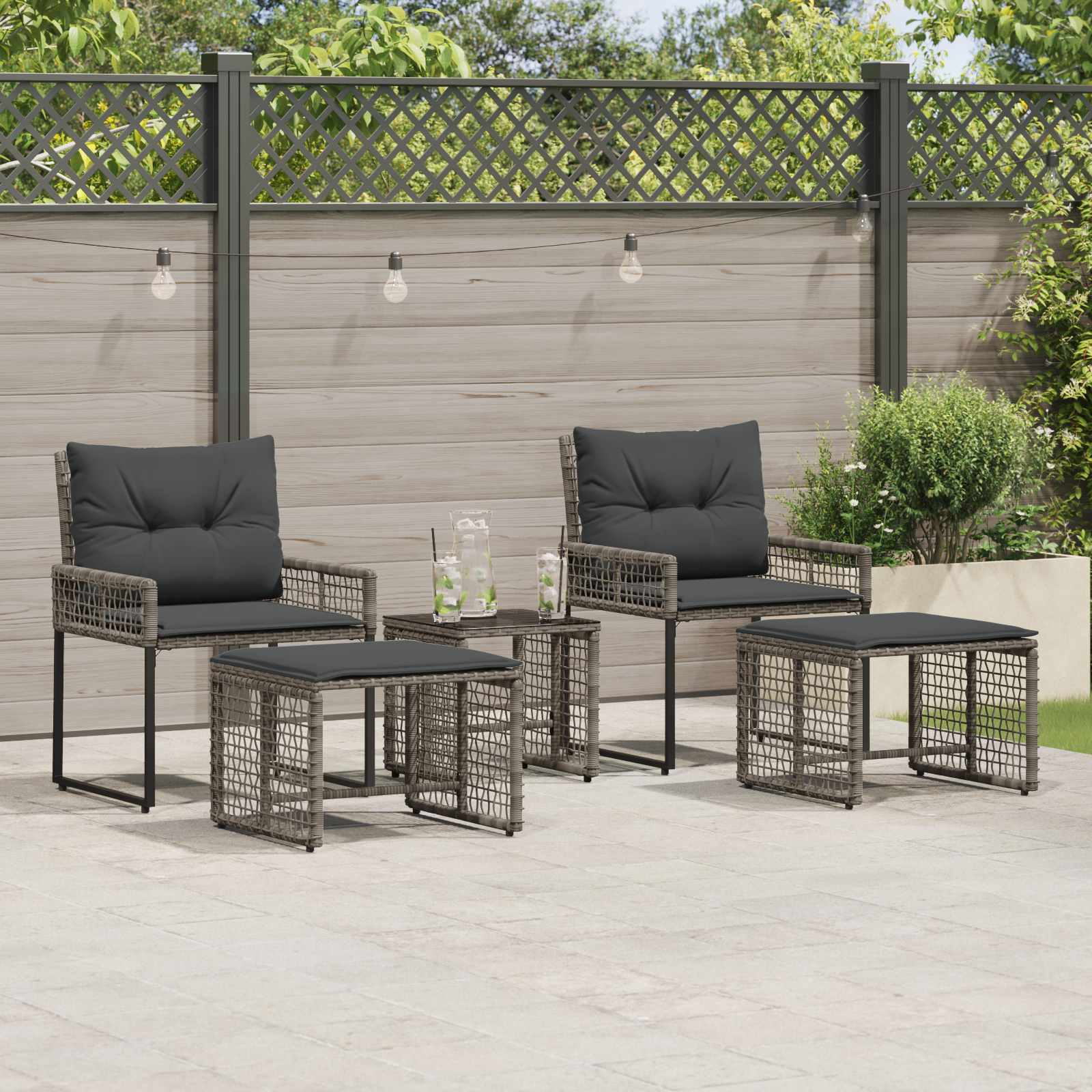 Buitenmeubelset met kussen 5 pcs Grijs – afbeelding 1