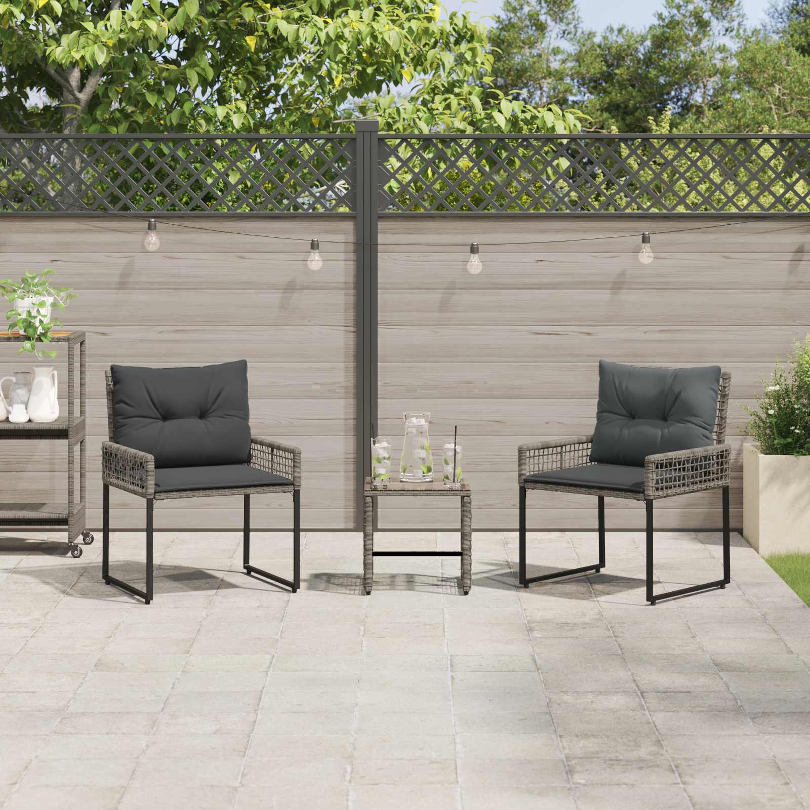 Buitenmeubelset met kussen 3 pcs Grijs – afbeelding 1