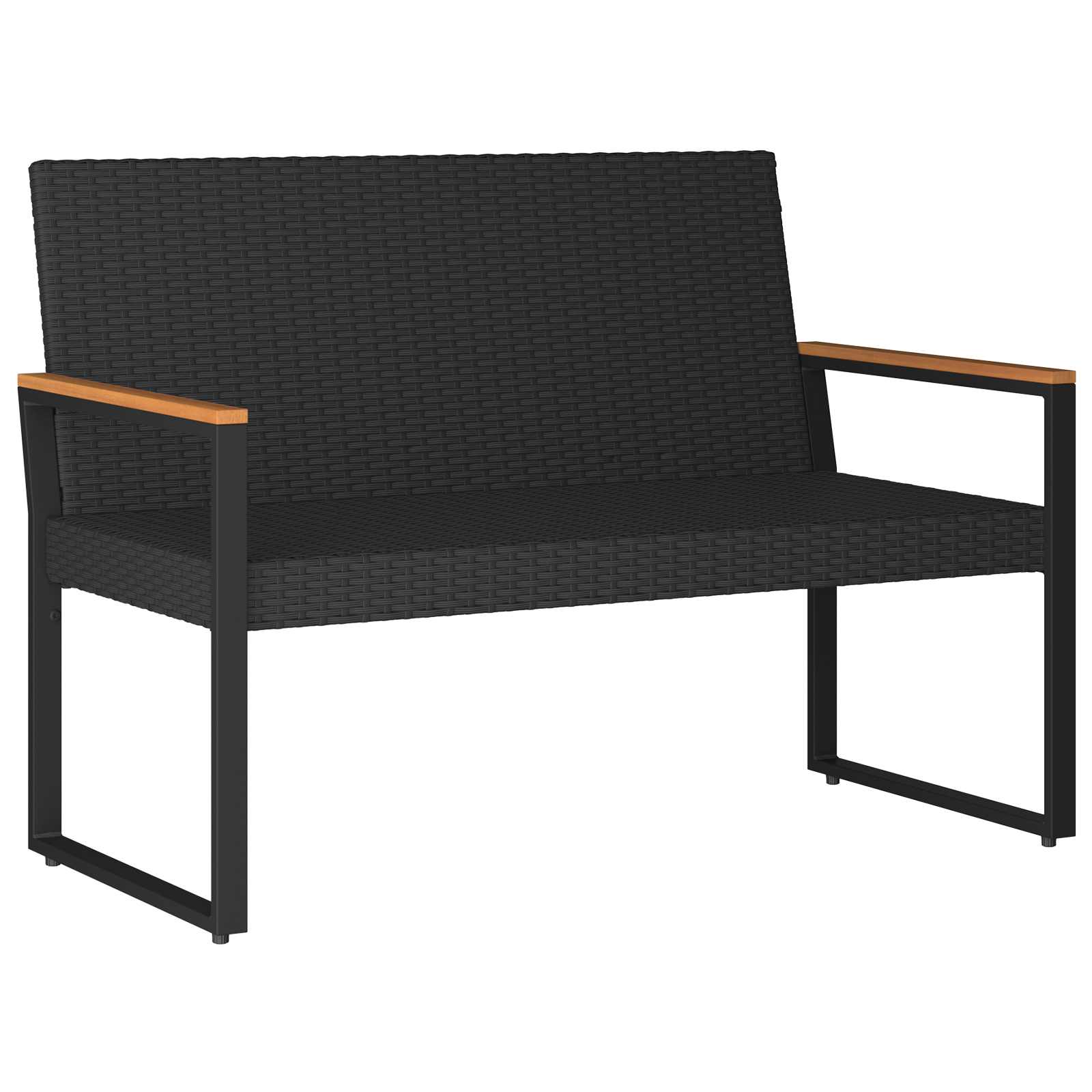 Tuinbank met kussen Zwart 107 x 61 x 80 cm poly rattan – afbeelding 4