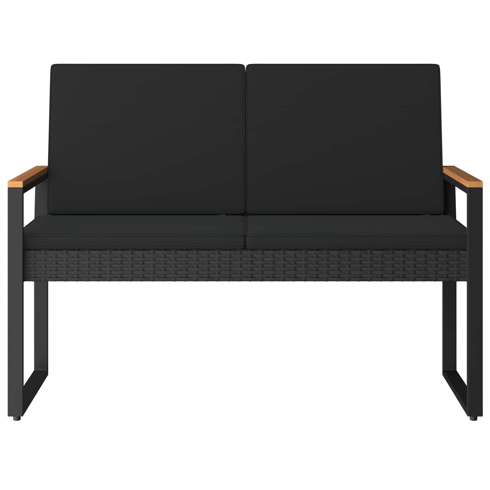 Tuinbank met kussen Zwart 107 x 61 x 80 cm poly rattan – afbeelding 5