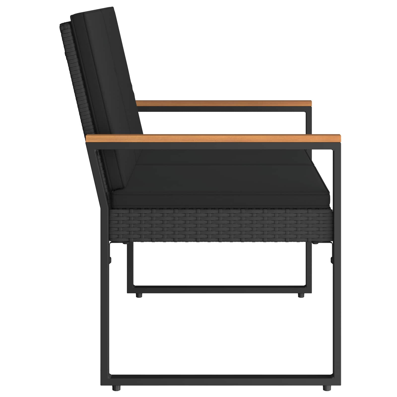 Tuinbank met kussen Zwart 107 x 61 x 80 cm poly rattan – afbeelding 6