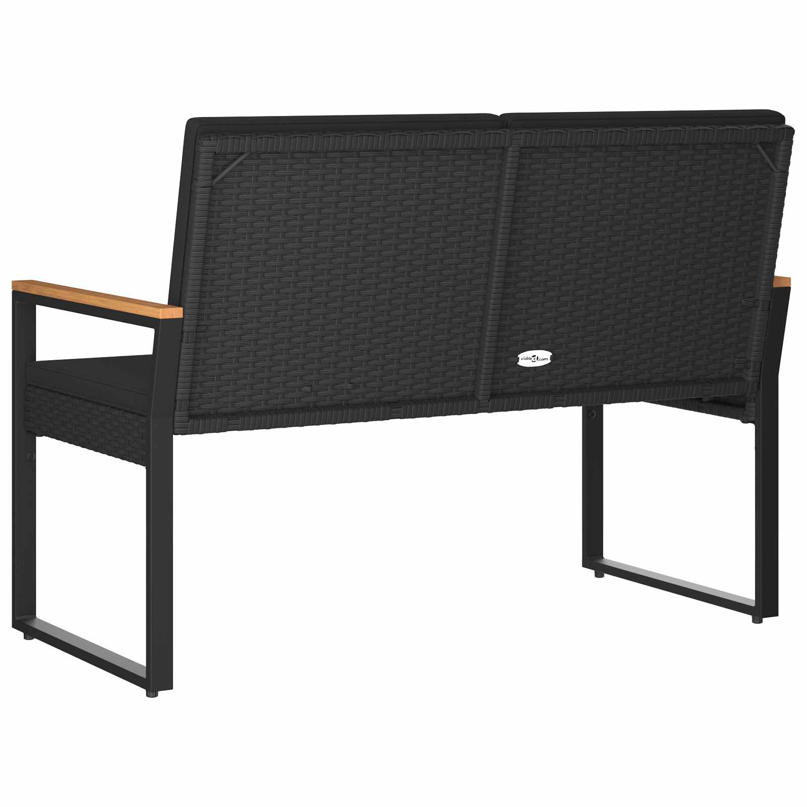 Tuinbank met kussen Zwart 107 x 61 x 80 cm poly rattan – afbeelding 7